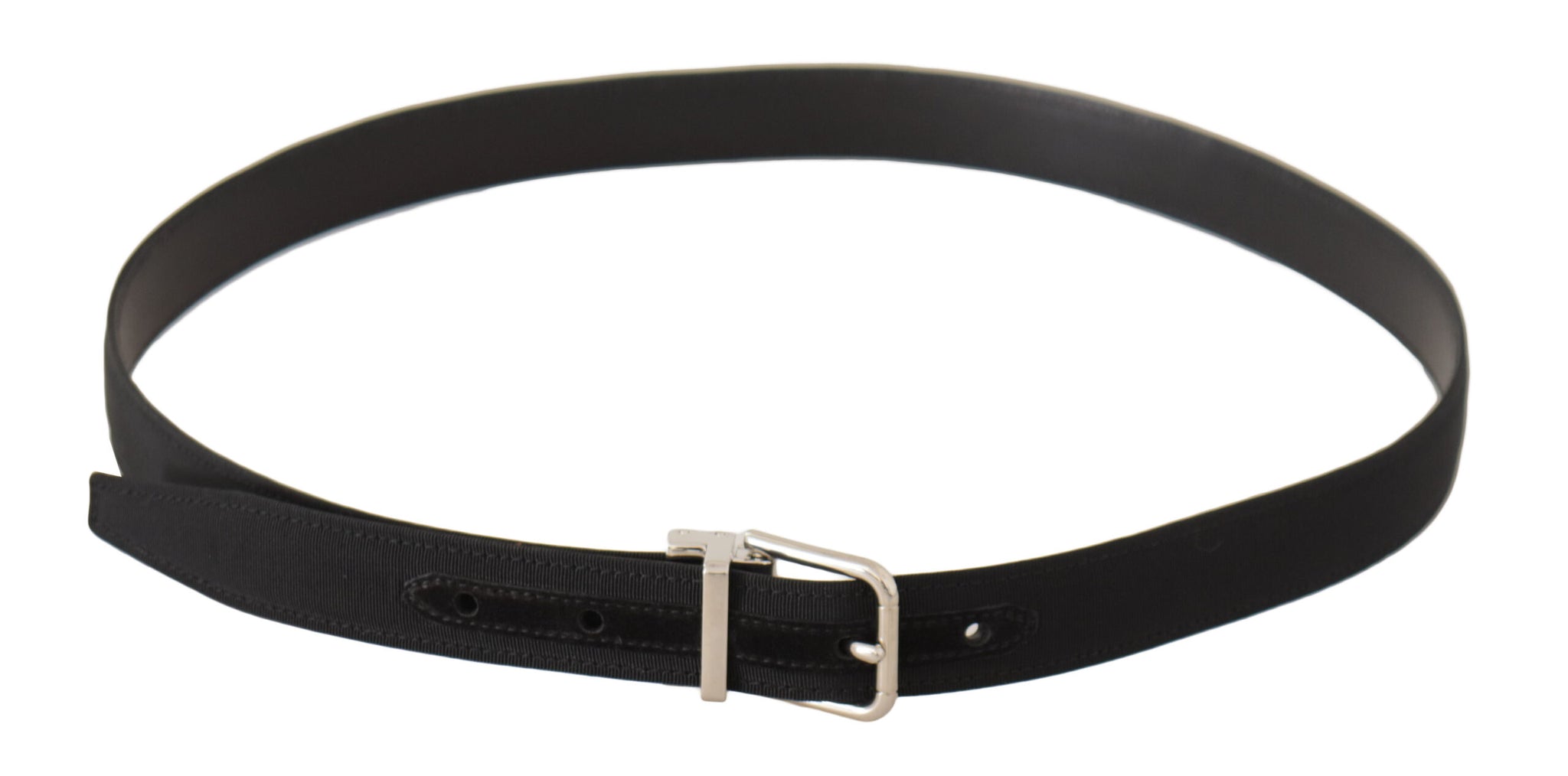 Dolce & Gabbana Black Canvas Silver Tone Metal Buckle Men Belt