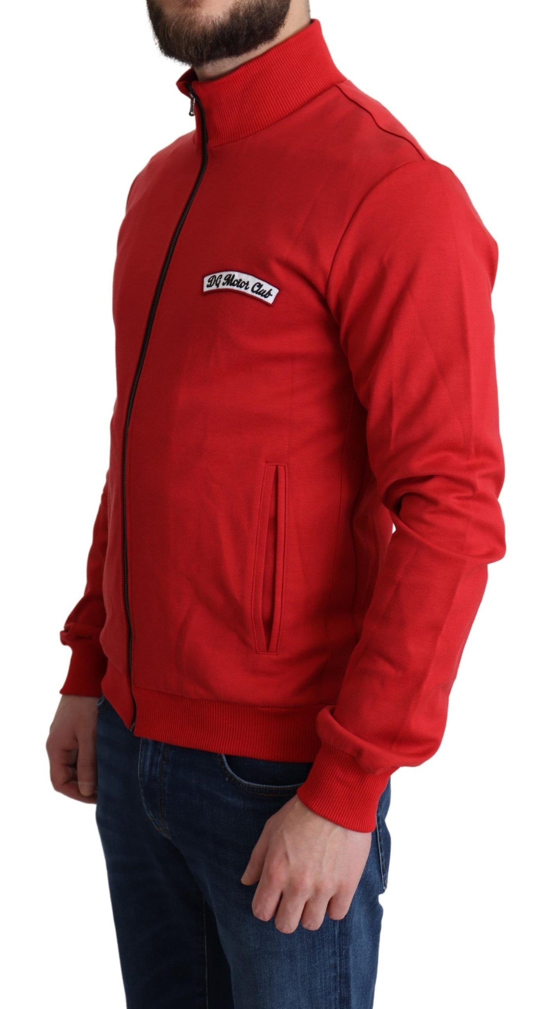 Red DG Motor Club Zippered Cardigan Sweater