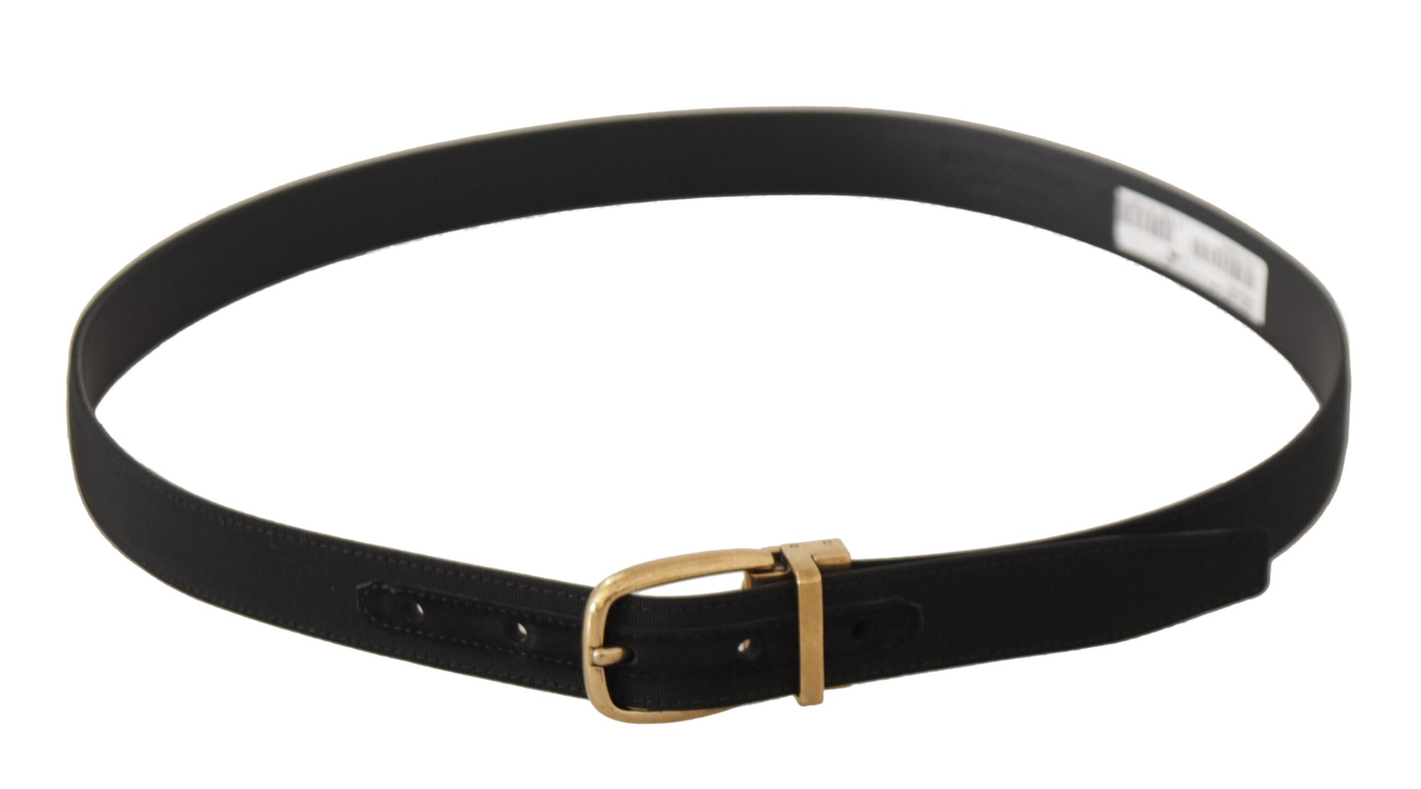 Dolce & Gabbana Black Grosgrain Canvas Gold Metal Buckle Belt