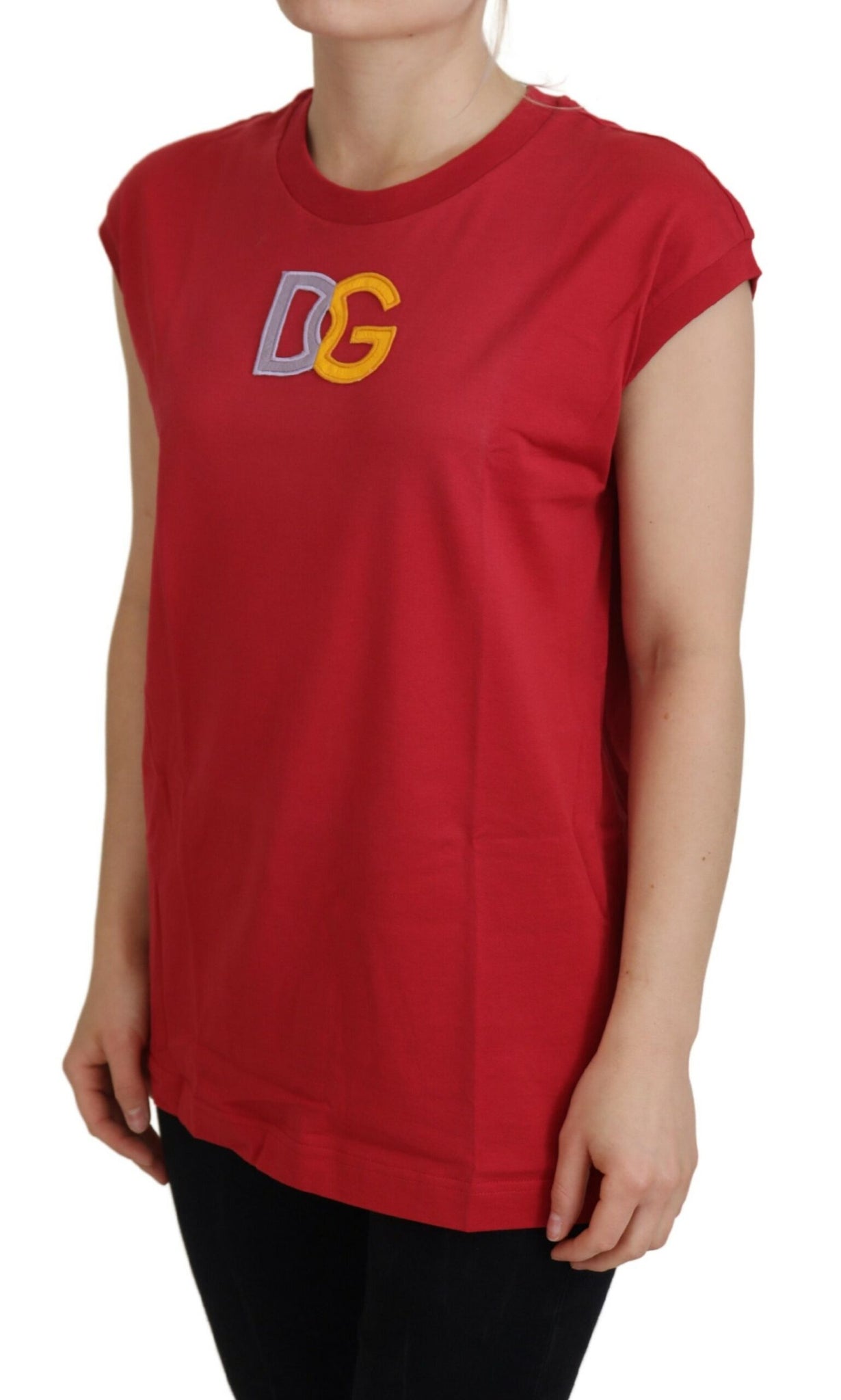 Dolce & Gabbana Red Cotton DG Logo Tank Top T-shirt