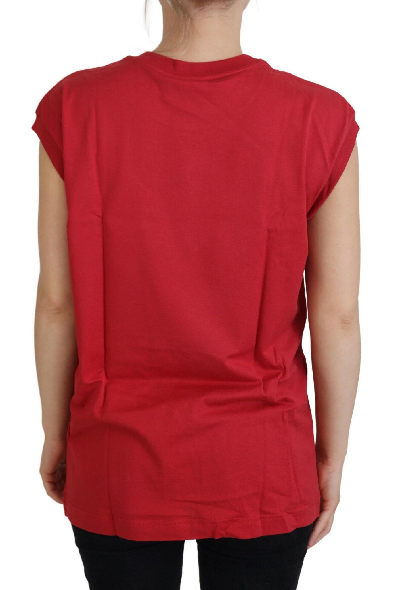 Dolce & Gabbana Red Cotton DG Logo Tank Top T-shirt