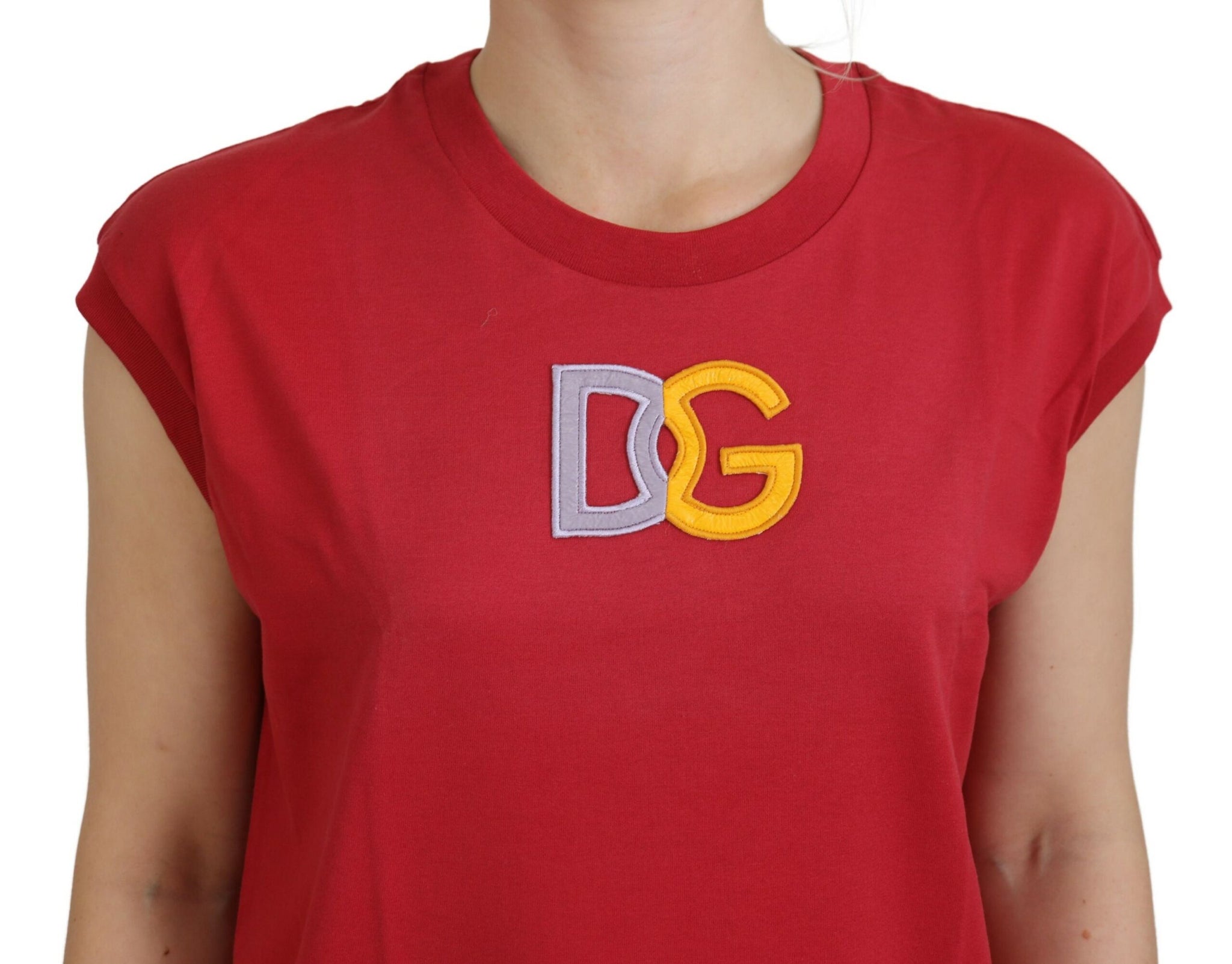 Dolce & Gabbana Red Cotton DG Logo Tank Top T-shirt