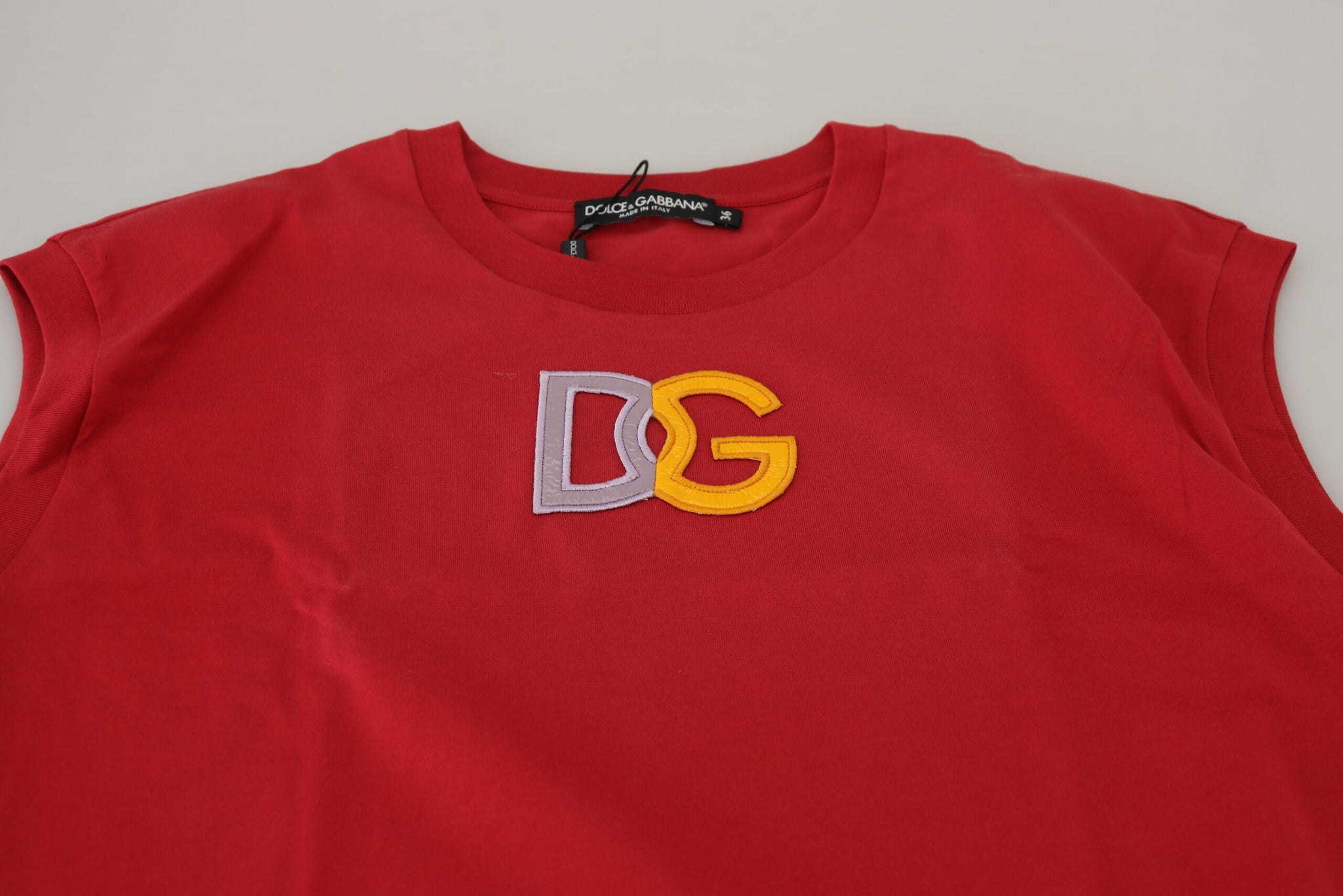 Dolce & Gabbana Red Cotton DG Logo Tank Top T-shirt