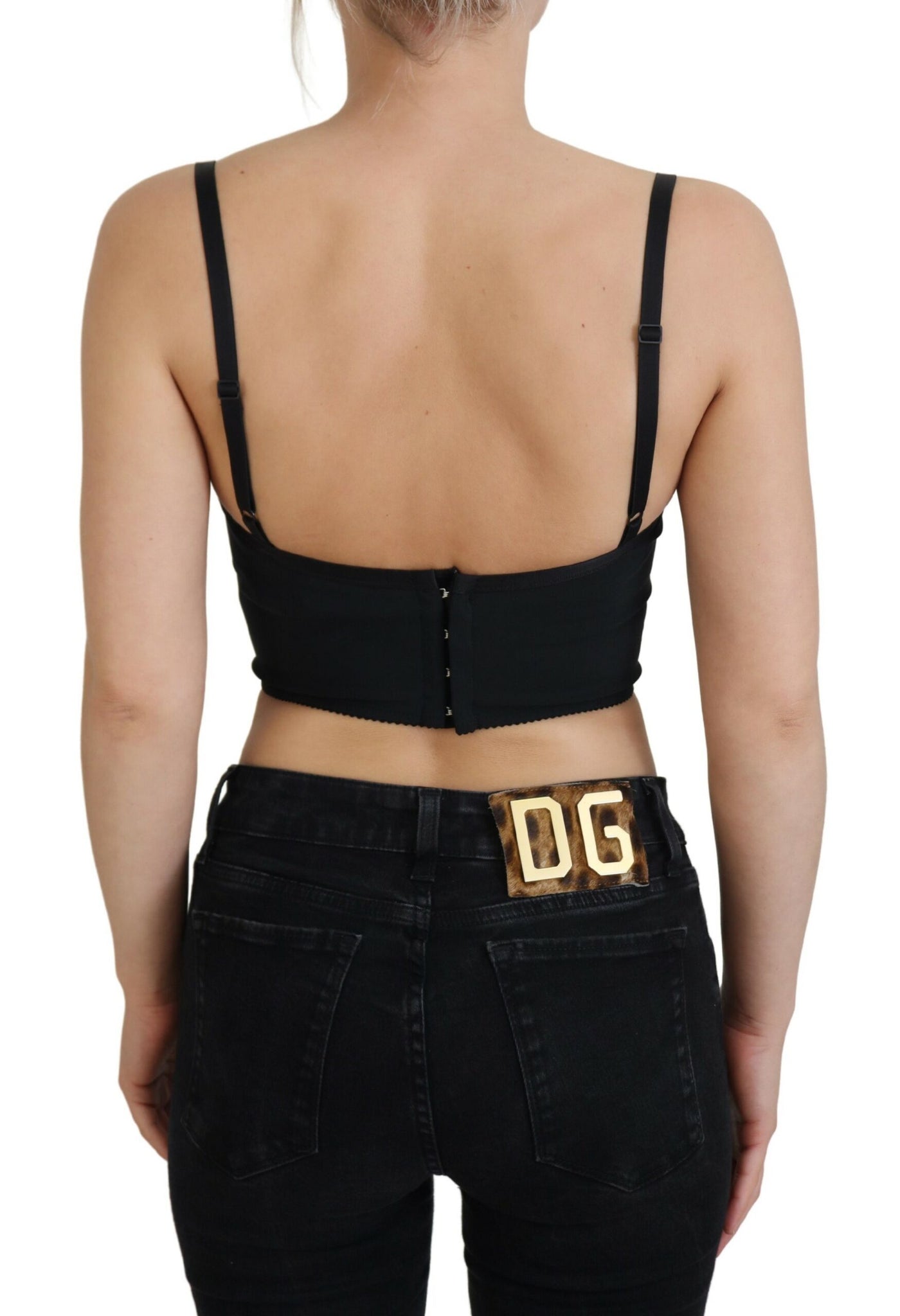 Dolce & Gabbana Pink Leopard Print Cropped Bustier Corset Top