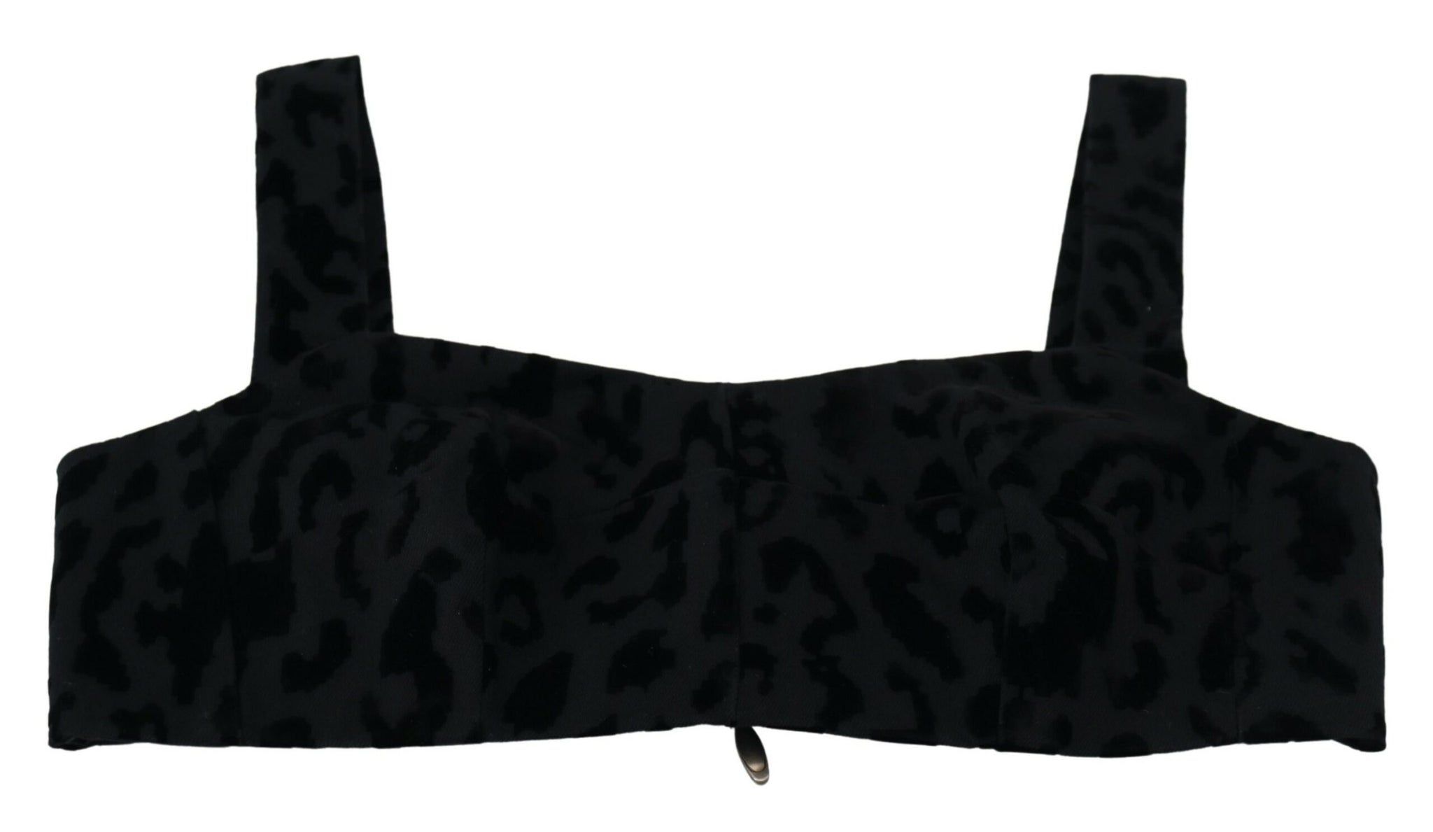 Dolce & Gabbana Black Leopard Cropped Bustier Corset Bra Top