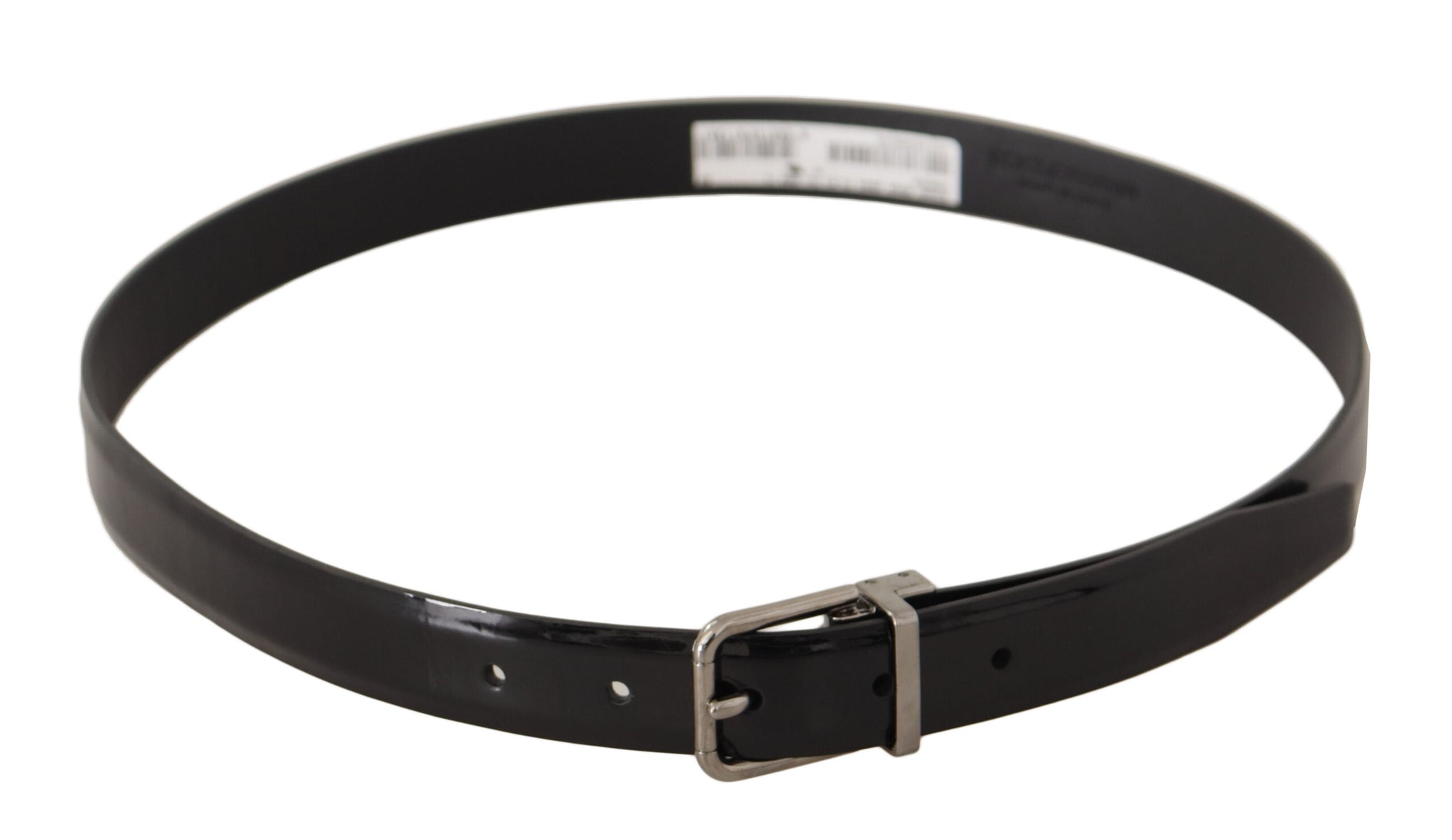 Dolce & Gabbana Black Calf Leather Silver Tone Metal Buckle Belt