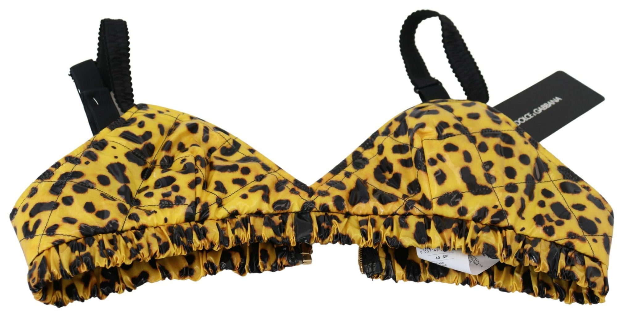 Dolce & Gabbana Yellow Leopard Cropped Bustier Corset Bra Top