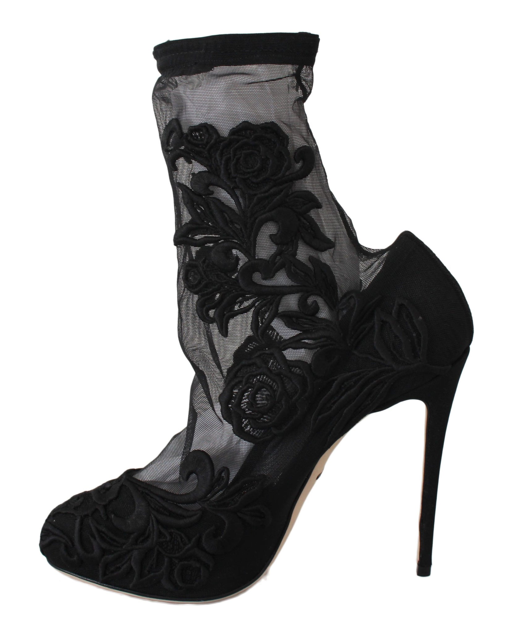 Black Roses Stilettos Booties Socks Shoes