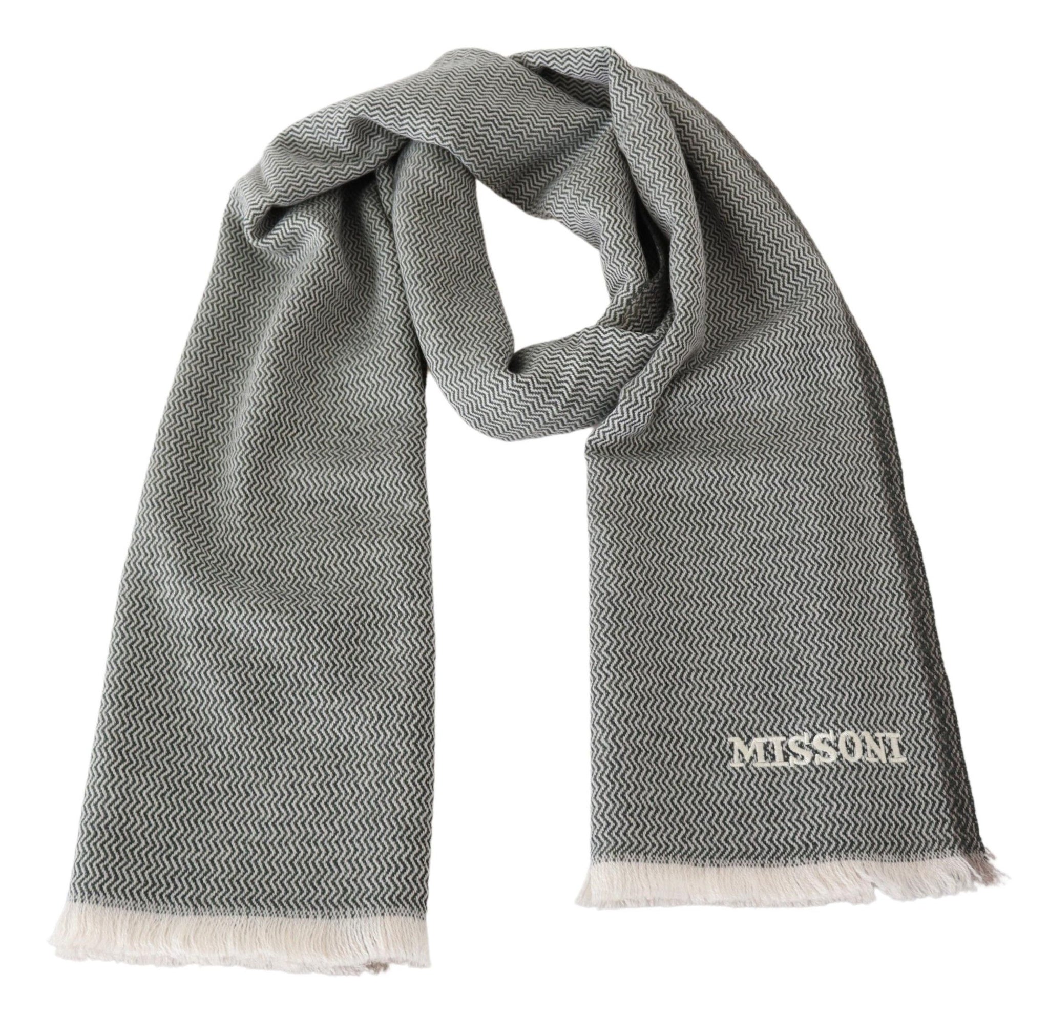 Gray Zigzag Pattern Cashmere Unisex Neck Scarf