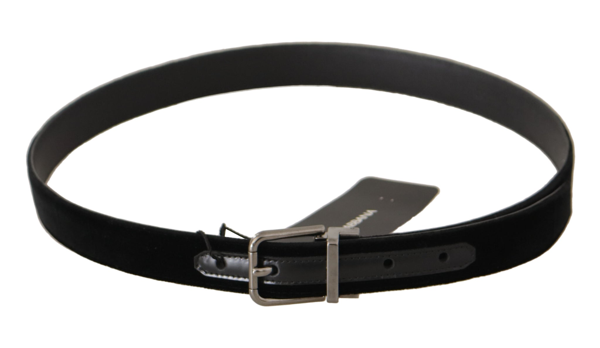 Dolce & Gabbana Black Cotton Silver Tone Metal Buckle Belt