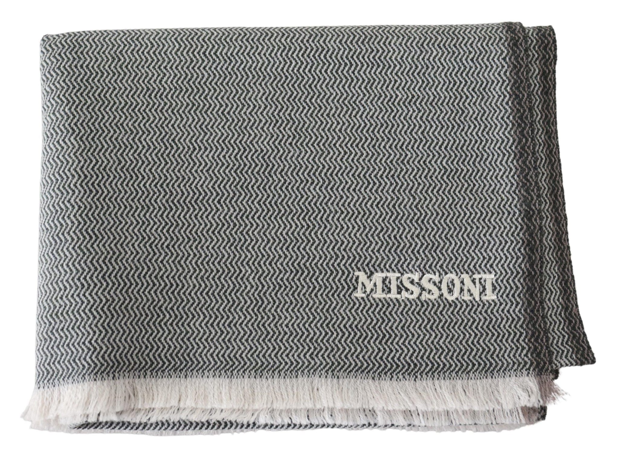 Gray Zigzag Pattern Cashmere Unisex Neck Scarf