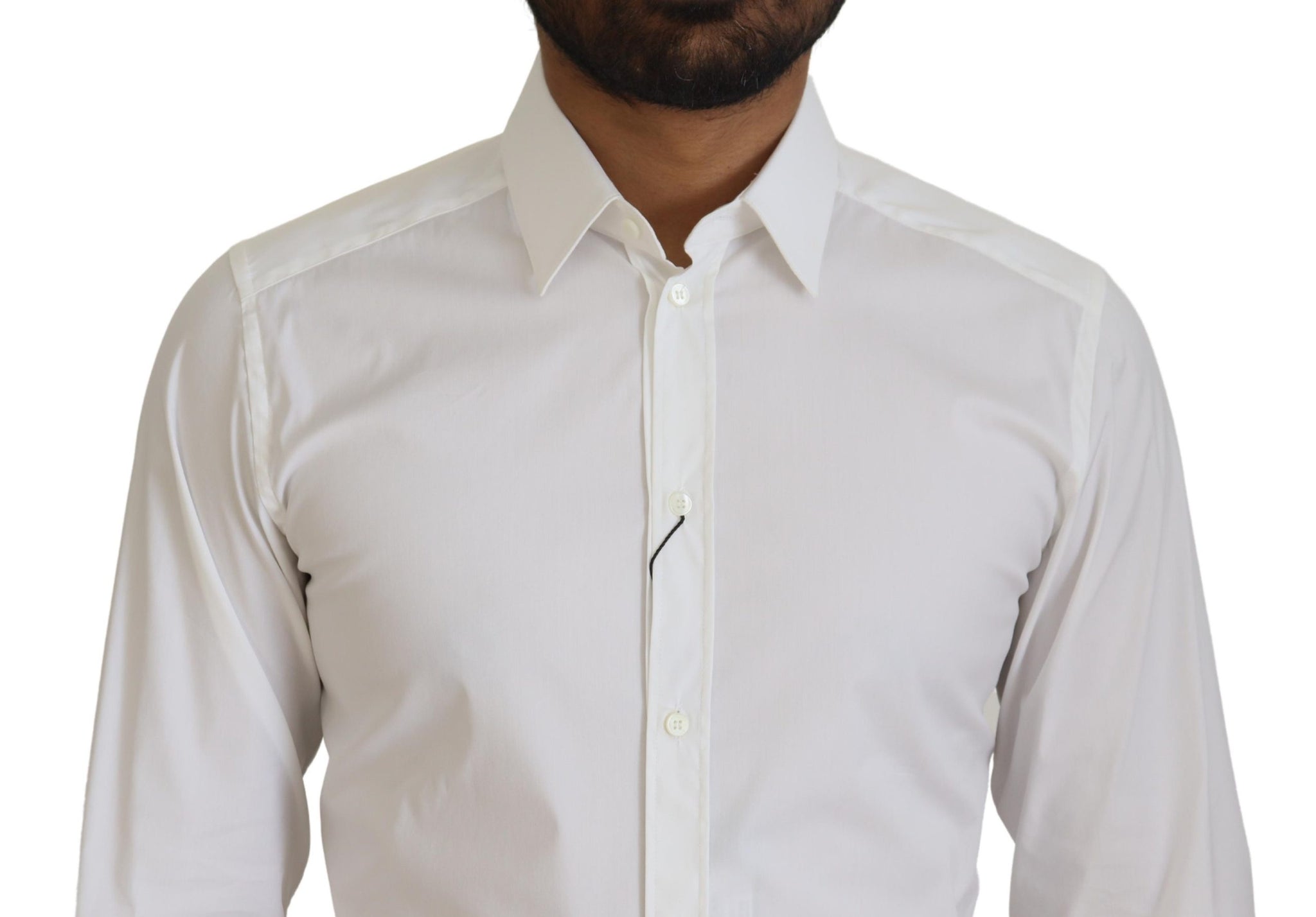 White Cotton Slim Fit Formal Dress GOLD Shirt