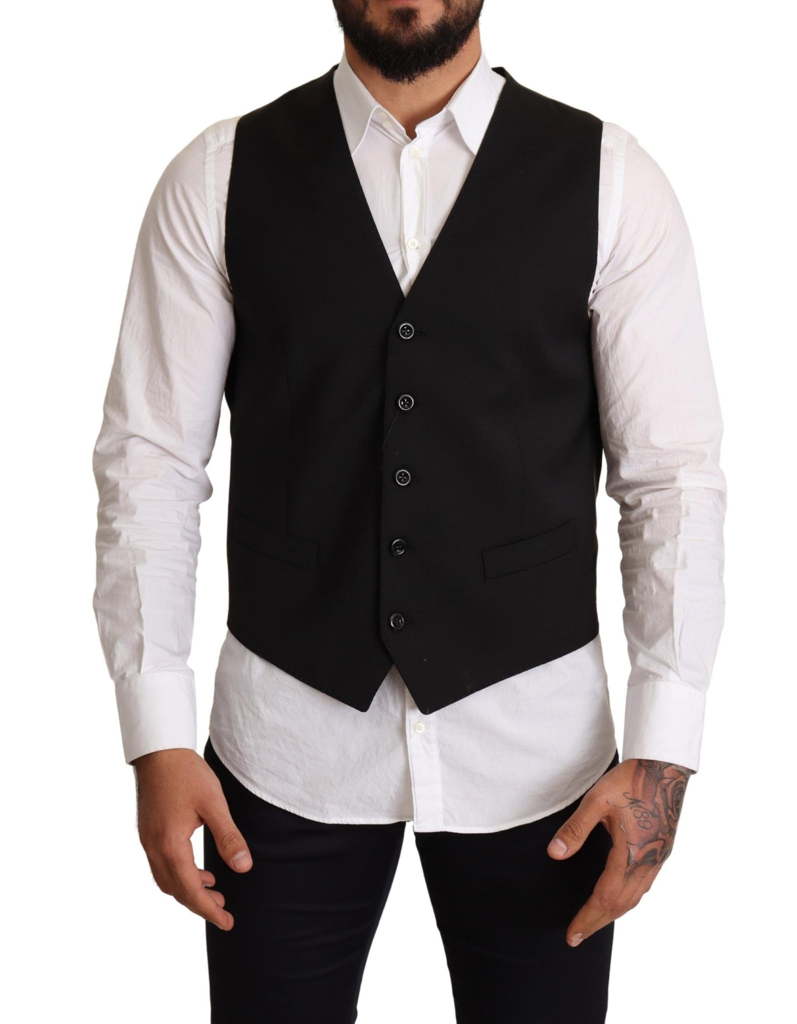 Black Wool Formal Waistcoat Dress