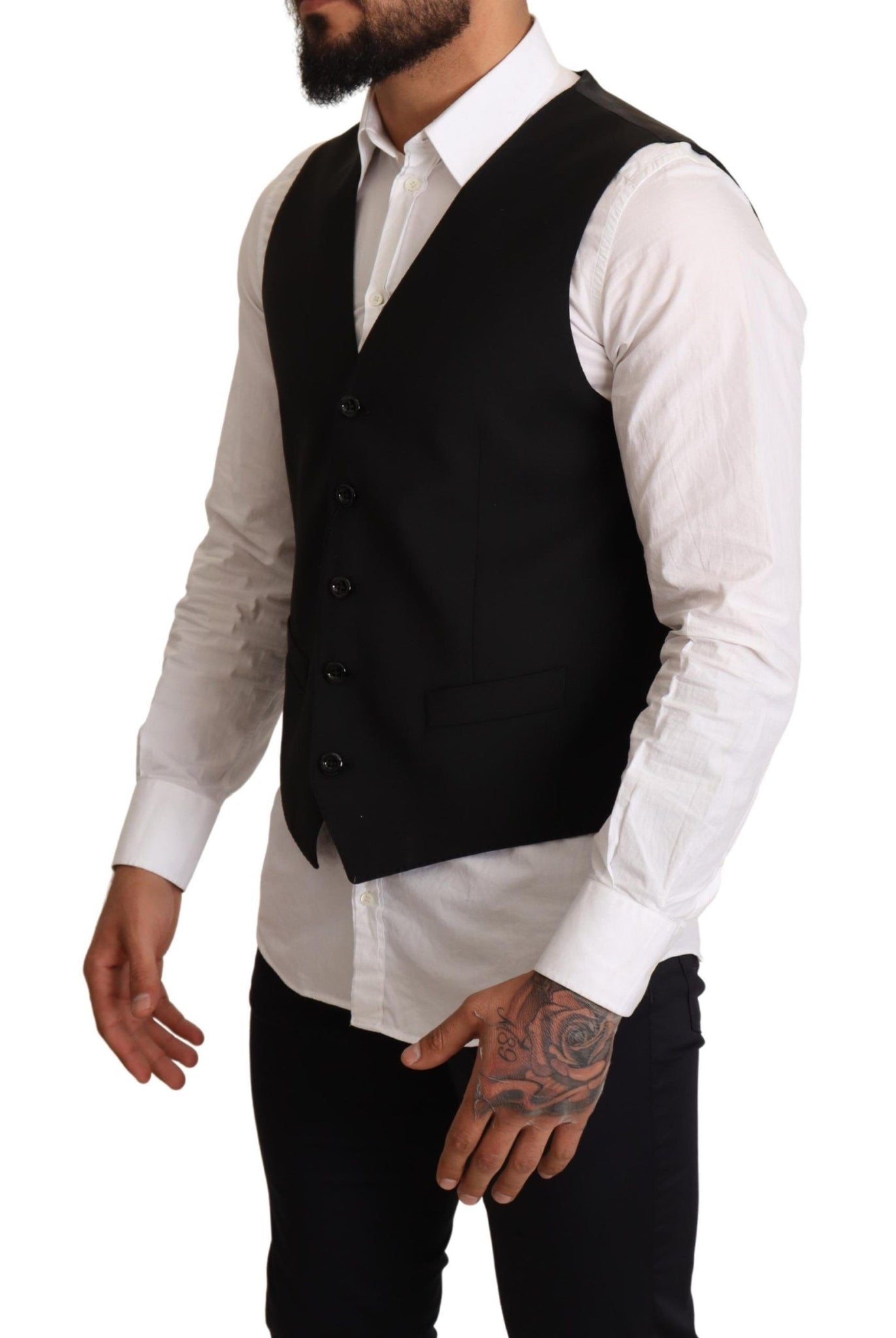 Black Wool Formal Waistcoat Dress