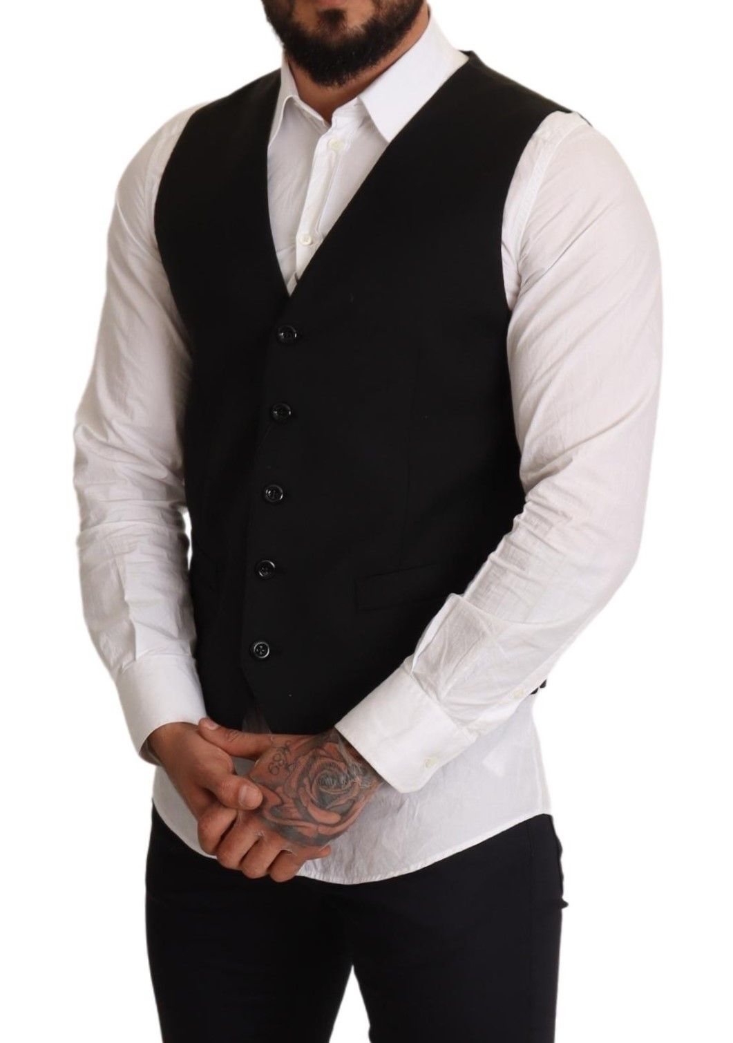 Black Wool Formal Waistcoat Dress