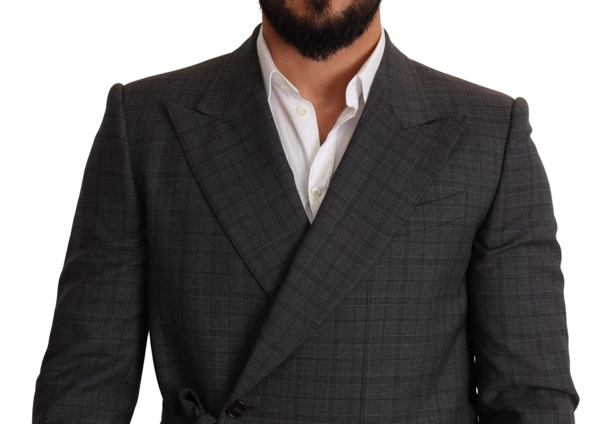 Gray Check Wool Slim Fit Blazer Jacket