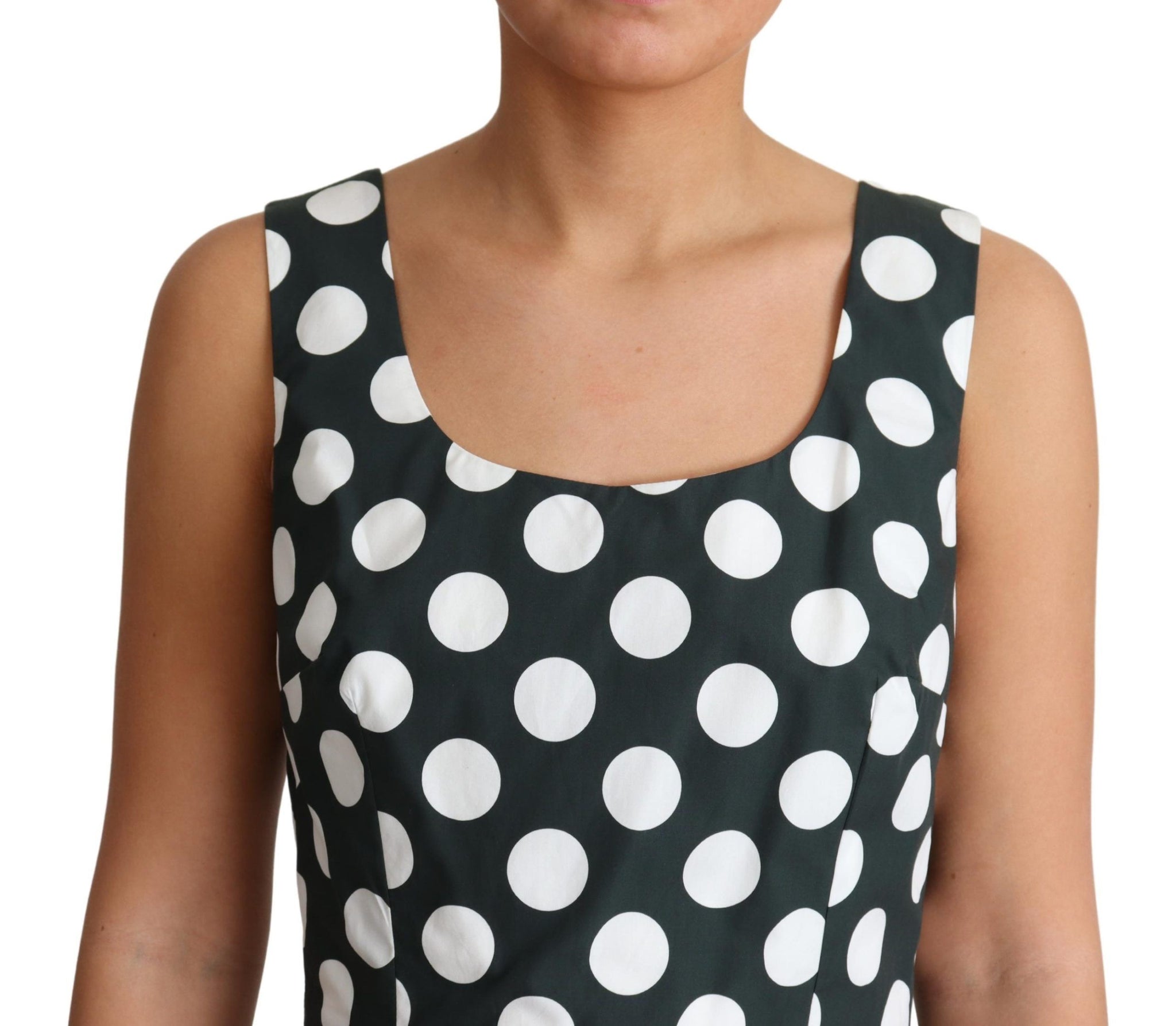 Green Polka Dotted Cotton A-Line Dress