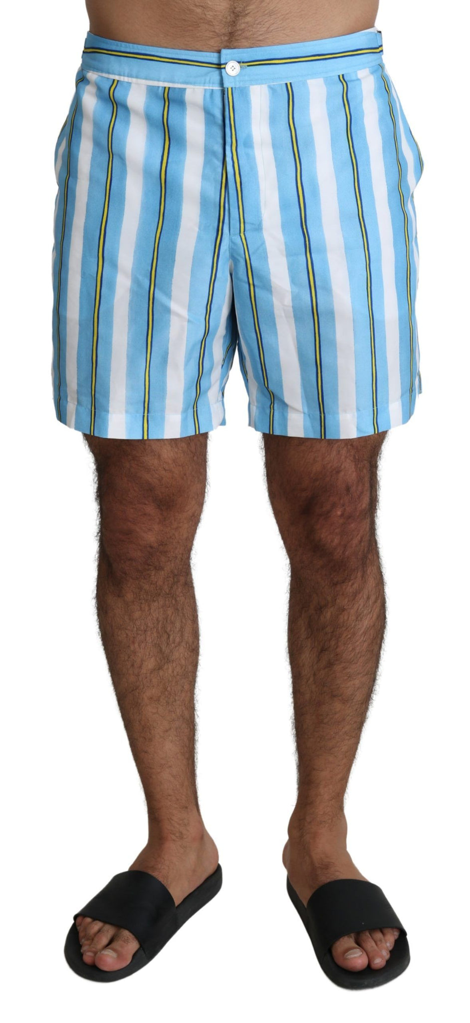 Blue Striped Beachwear Men Swimshorts