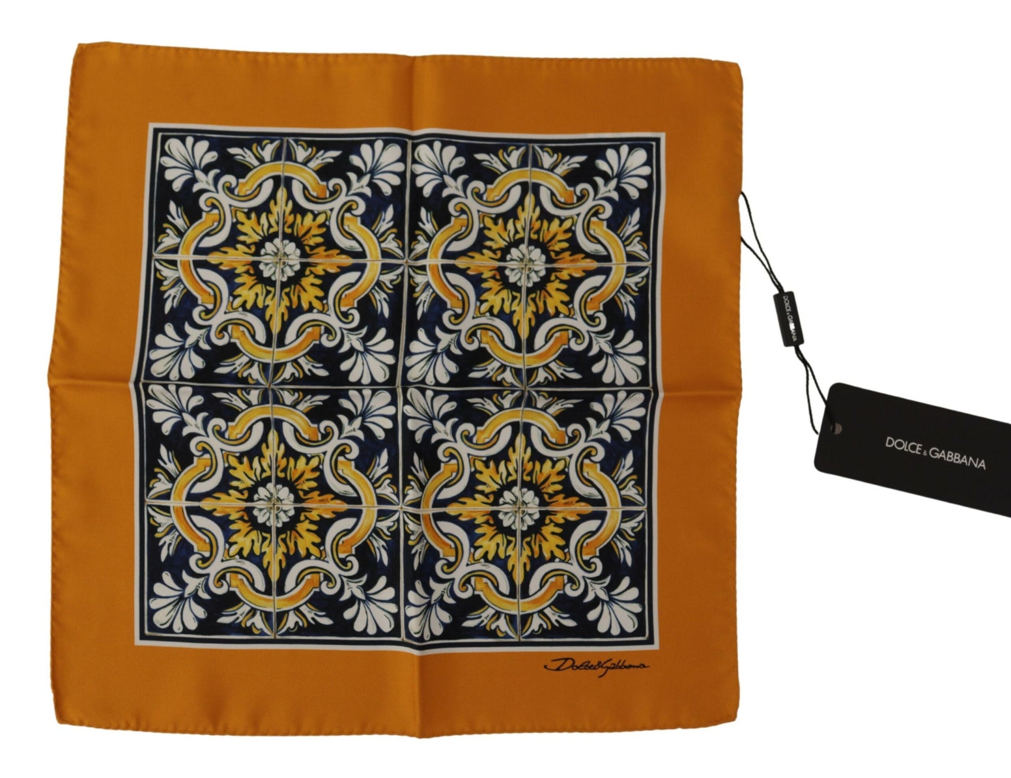 Orange Majolica Pattern Square Handkerchief Scarf