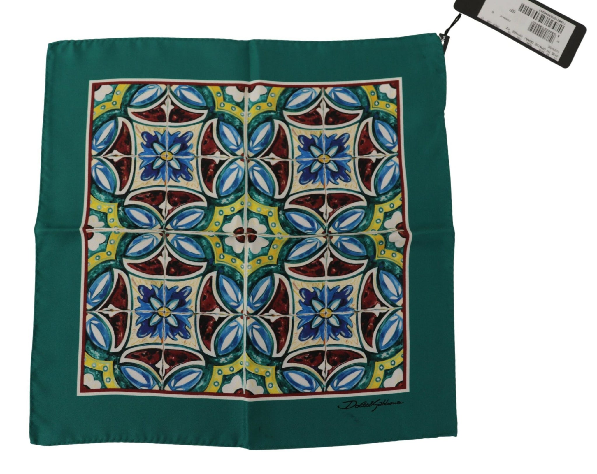 Majolica Patterned Square Handkerchief Scarf Silk