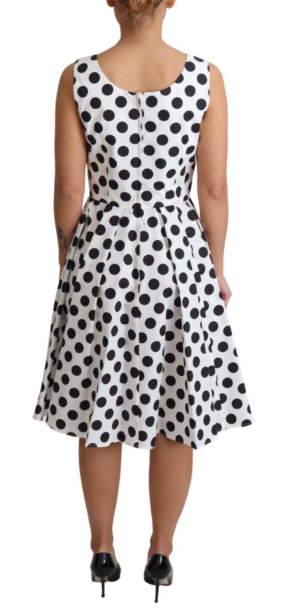 Dolce & Gabbana White Polka Dotted Cotton A-Line Dress