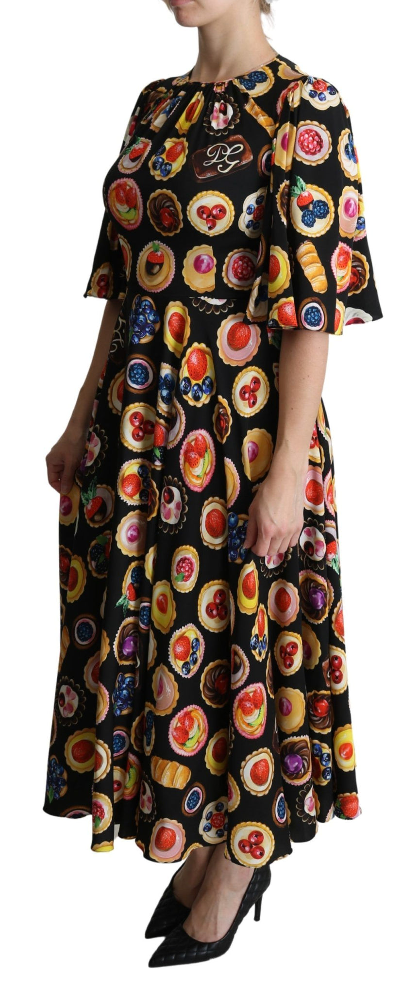 Multicolor Desserts A-line Maxi Silk Pie Dress