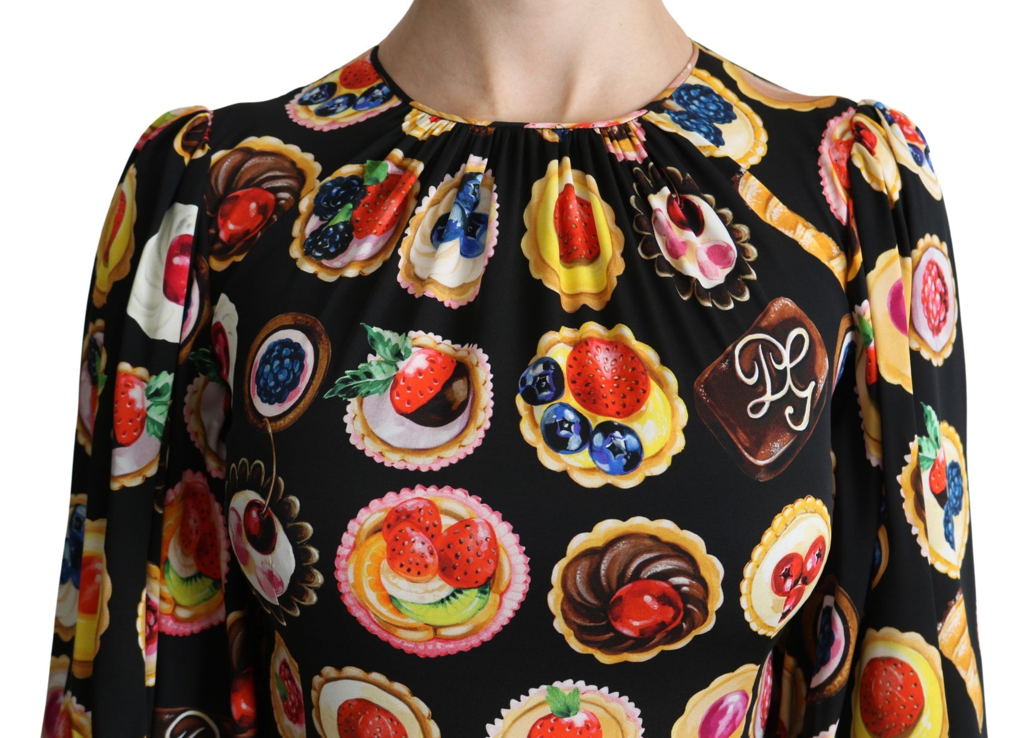 Multicolor Desserts A-line Maxi Silk Pie Dress