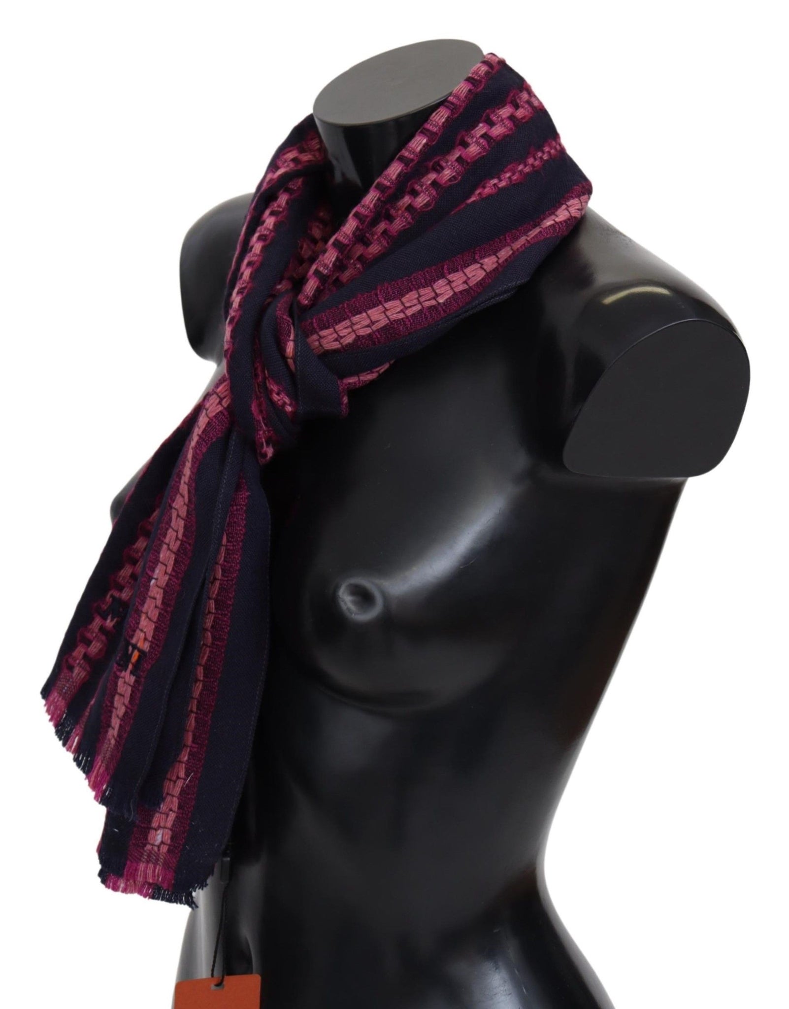 Missoni Black Pink Patterned Wool Unisex Neck Wrap Shawl