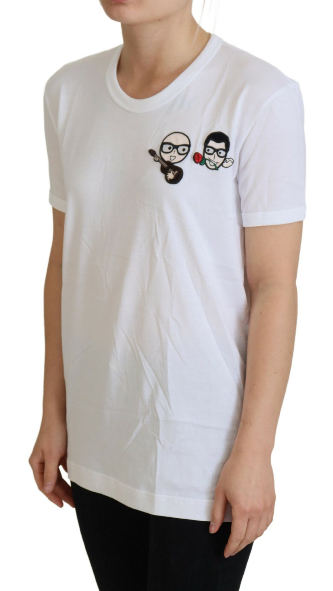 Dolce & Gabbana White #dgfamily Crewneck Cotton T-shirt