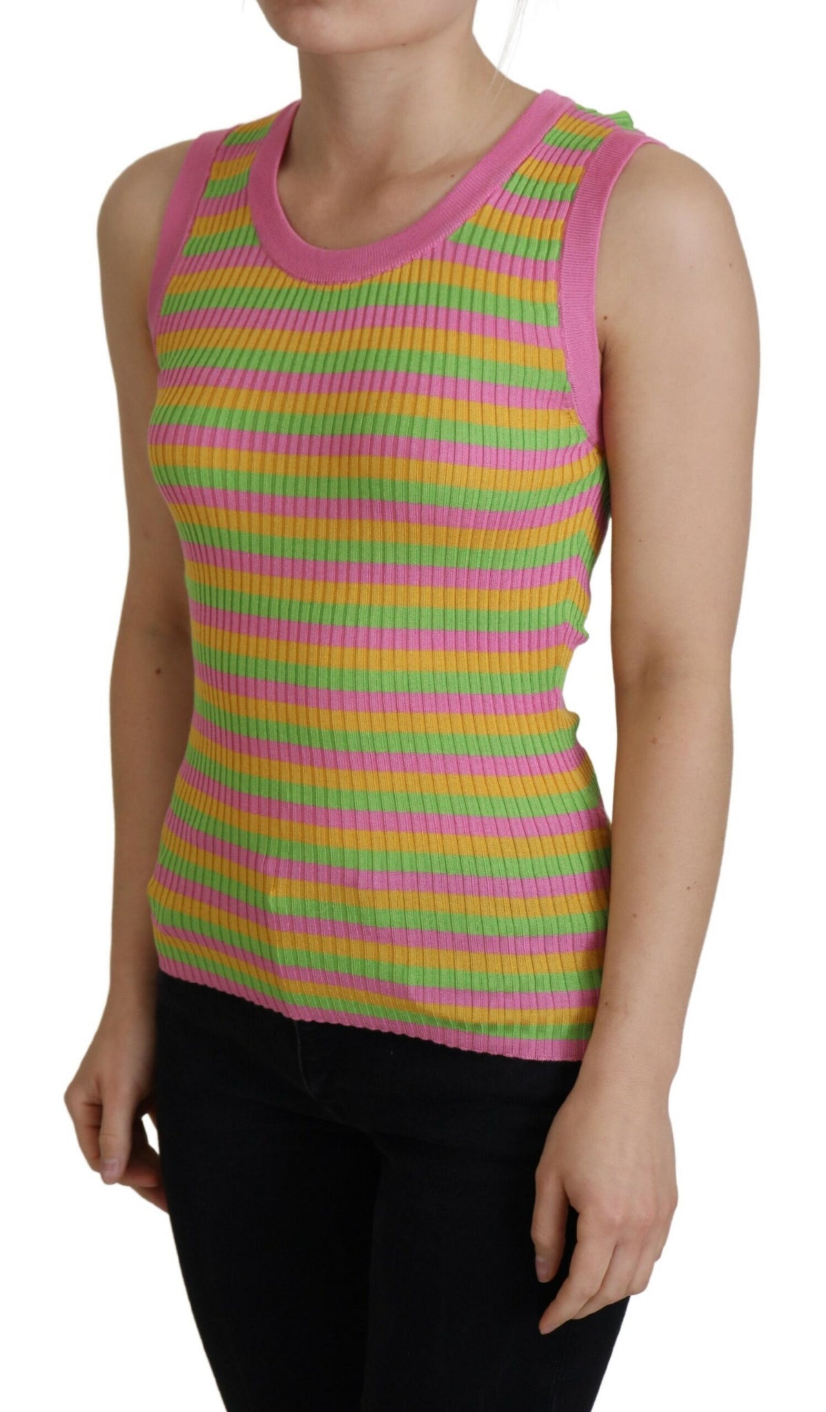 Dolce & Gabbana Multicolor Silk Vest Pullover Tank Top