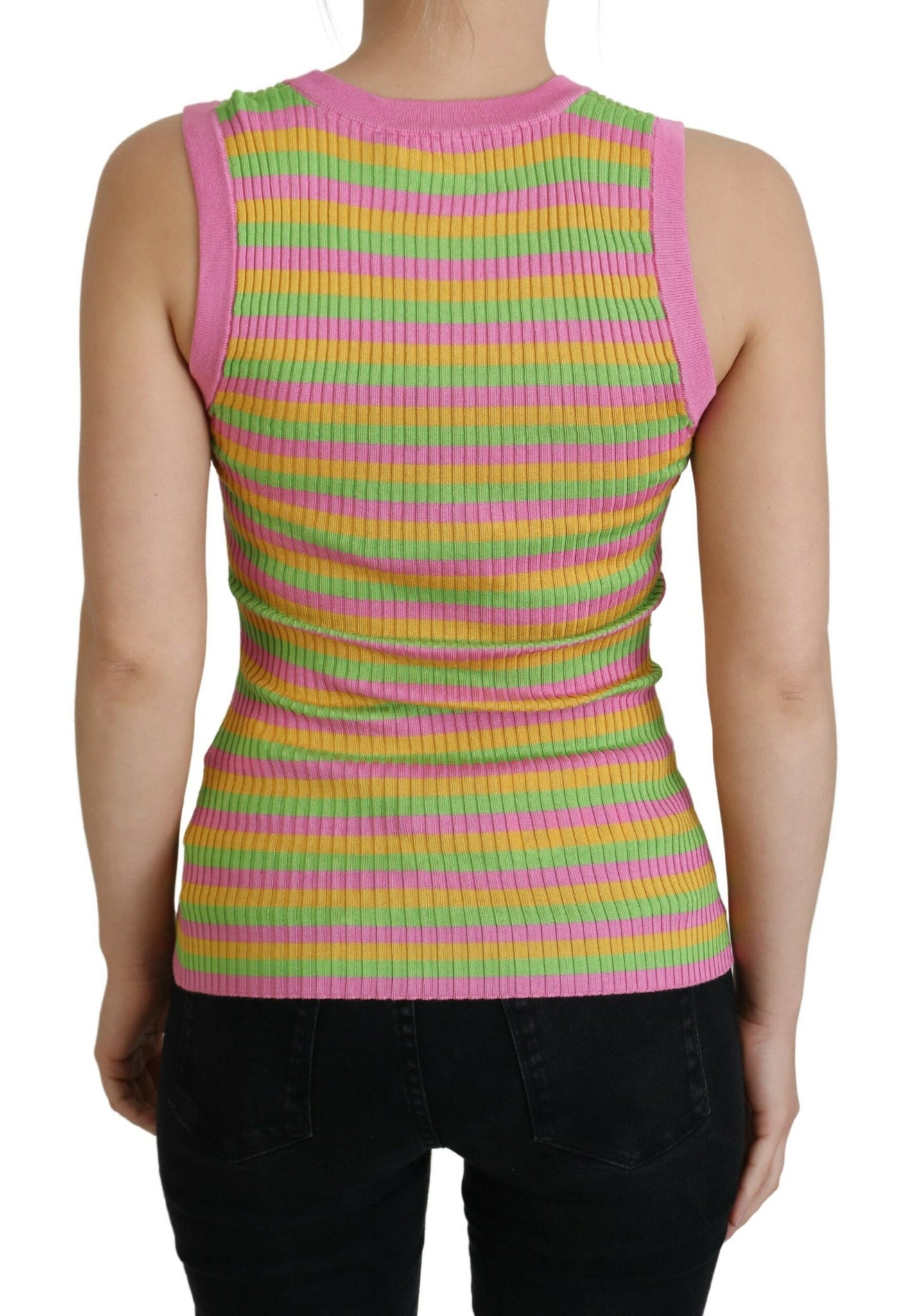 Dolce & Gabbana Multicolor Silk Vest Pullover Tank Top