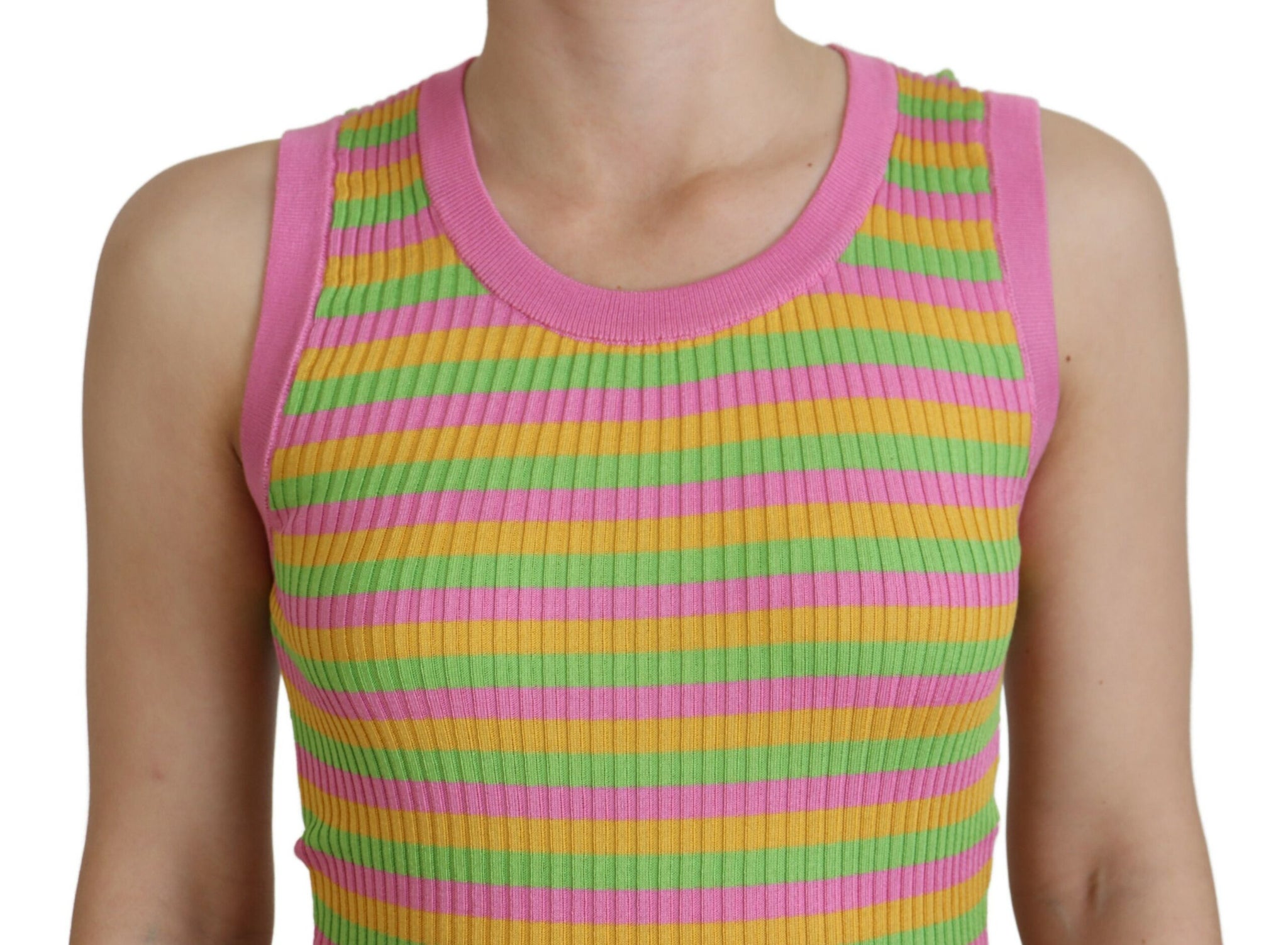 Dolce & Gabbana Multicolor Silk Vest Pullover Tank Top