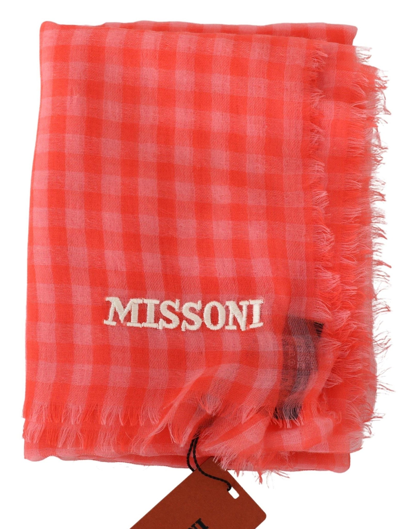 Orange Check Cashmere Unisex Wrap Fringes Scarf