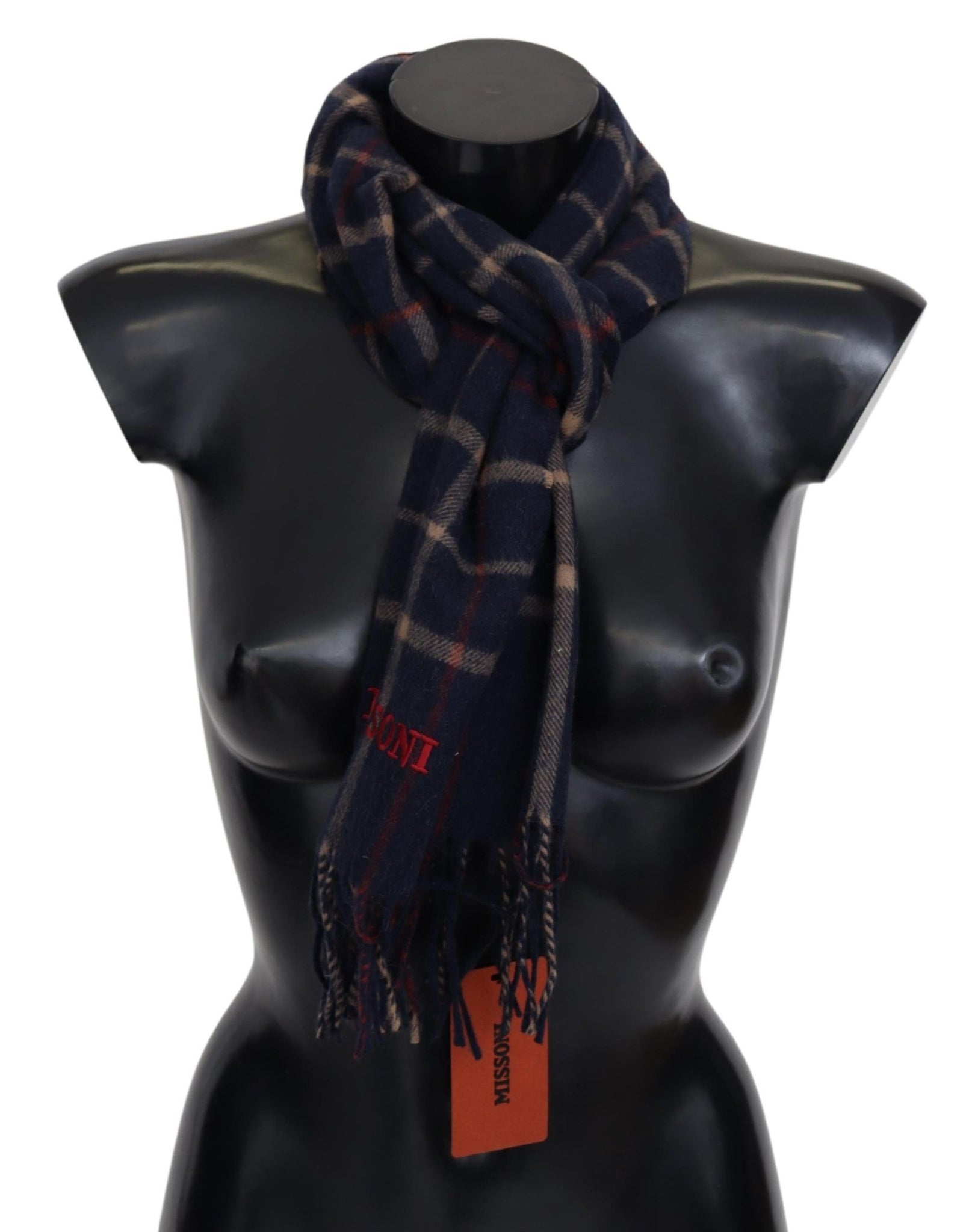 Black Checkered Unisex Neck Wrap Fringes Scarf