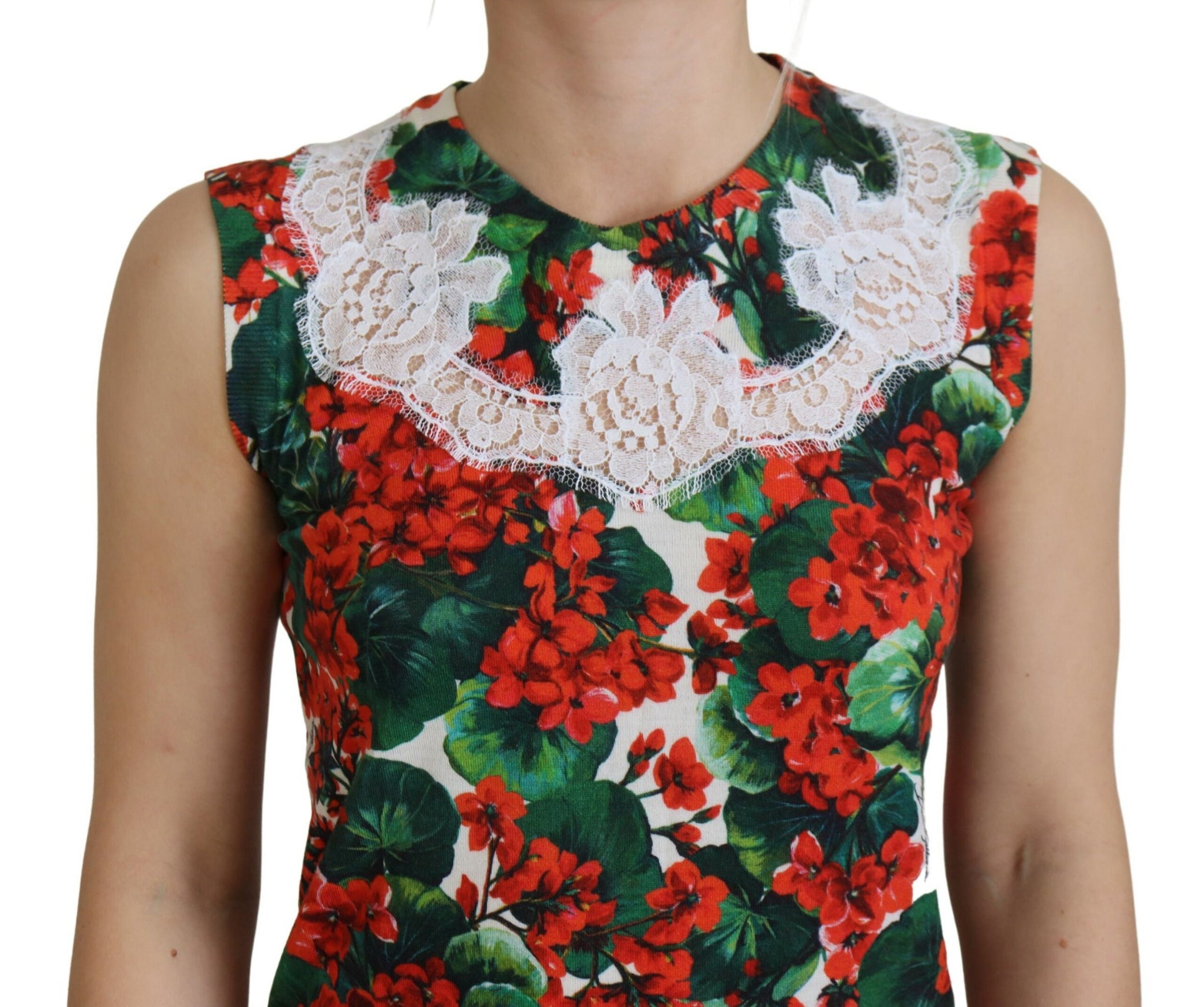 Dolce & Gabbana White Floral Wool Lace Vest Tank Top