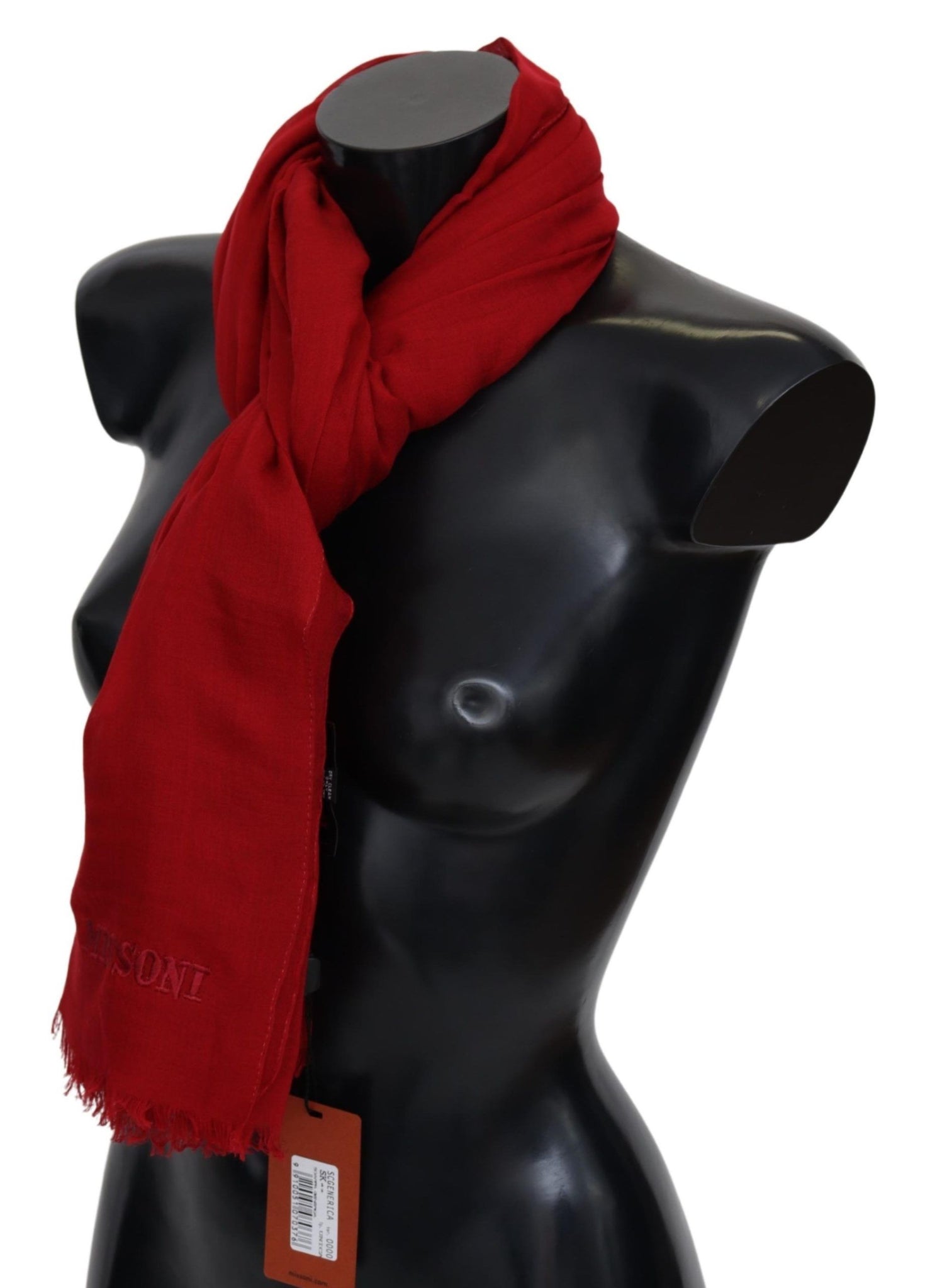 Red Cashmere Unisex Neck Wrap Fringes Scarf