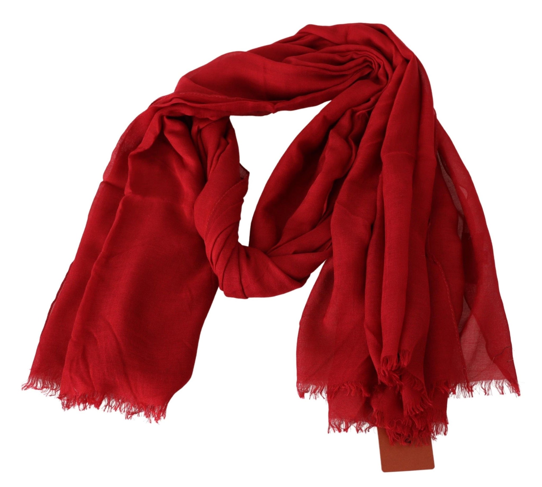 Red Cashmere Unisex Neck Wrap Fringes Scarf