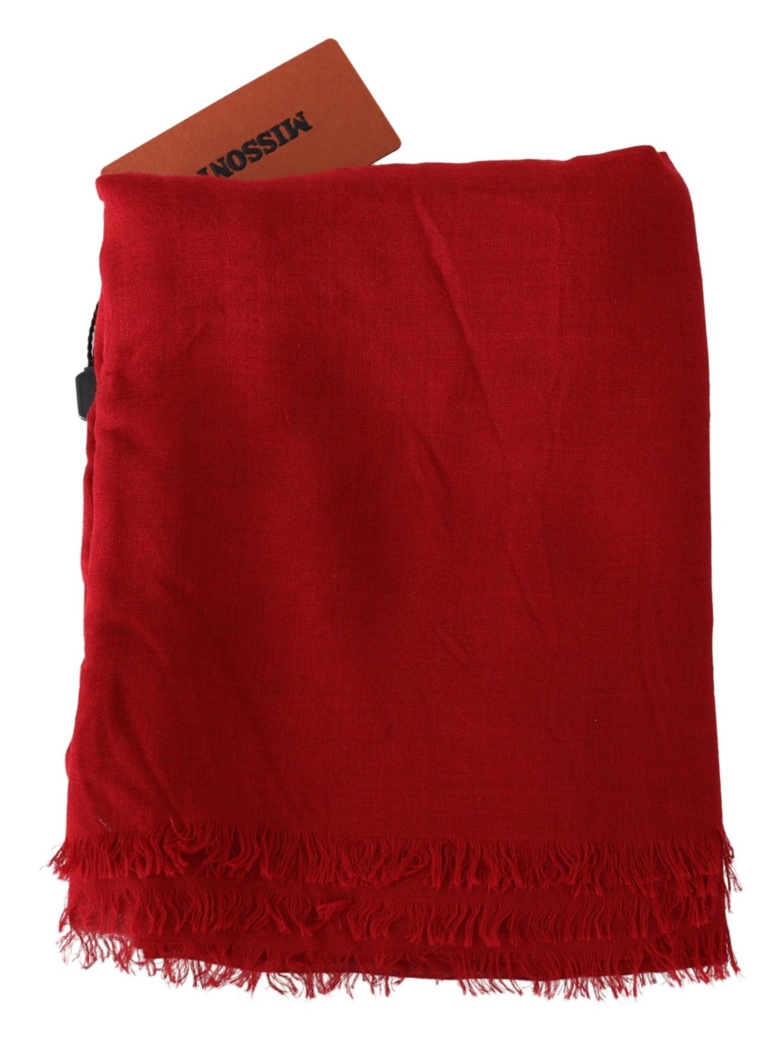 Red Cashmere Unisex Neck Wrap Fringes Scarf