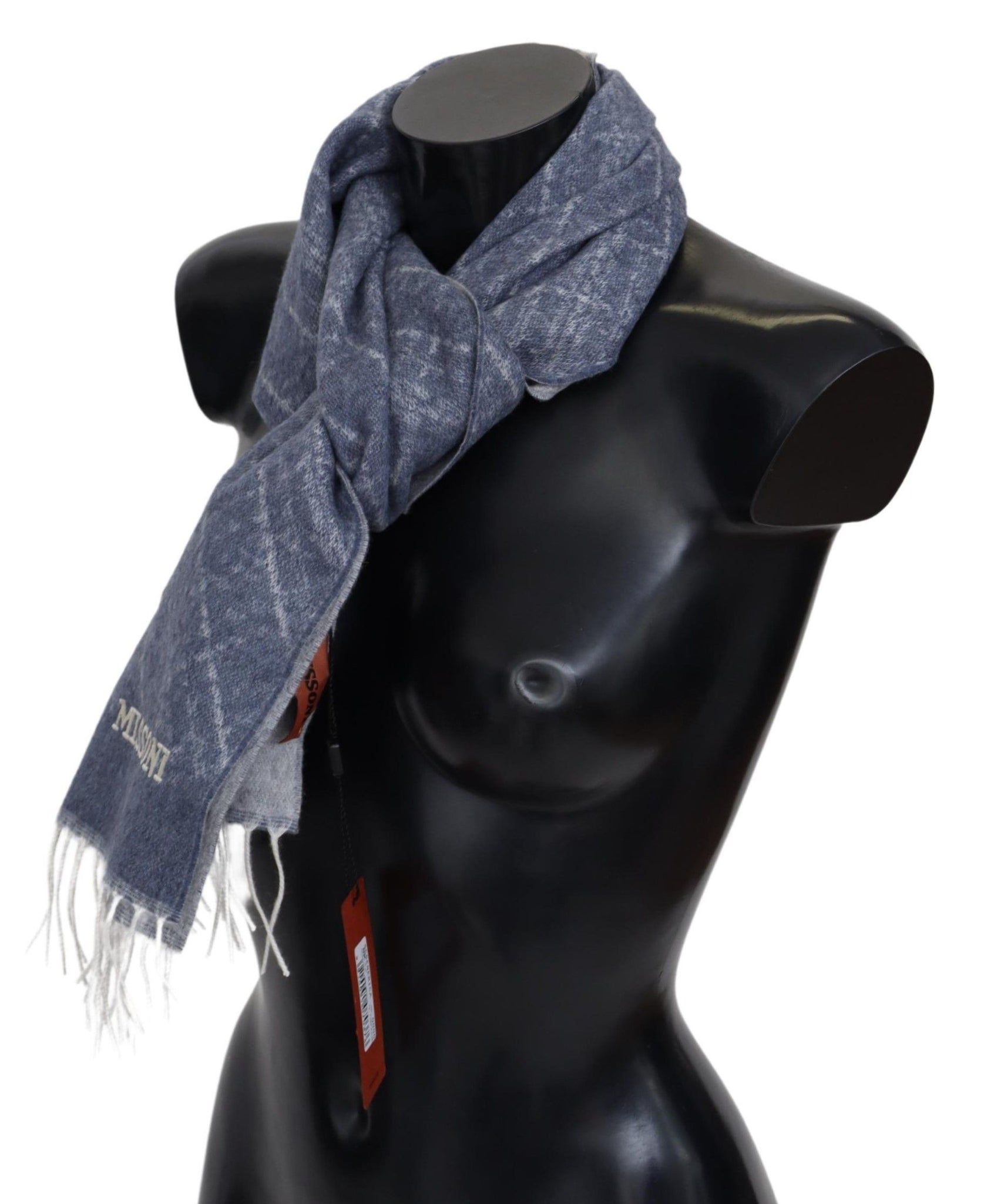 Blue 100% Cashmere Unisex Neck Wrap Fringes Scarf