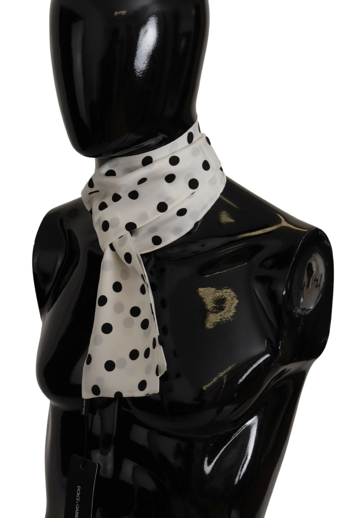 White Polka Dot Silk Shawl Neck Wrap Scarf