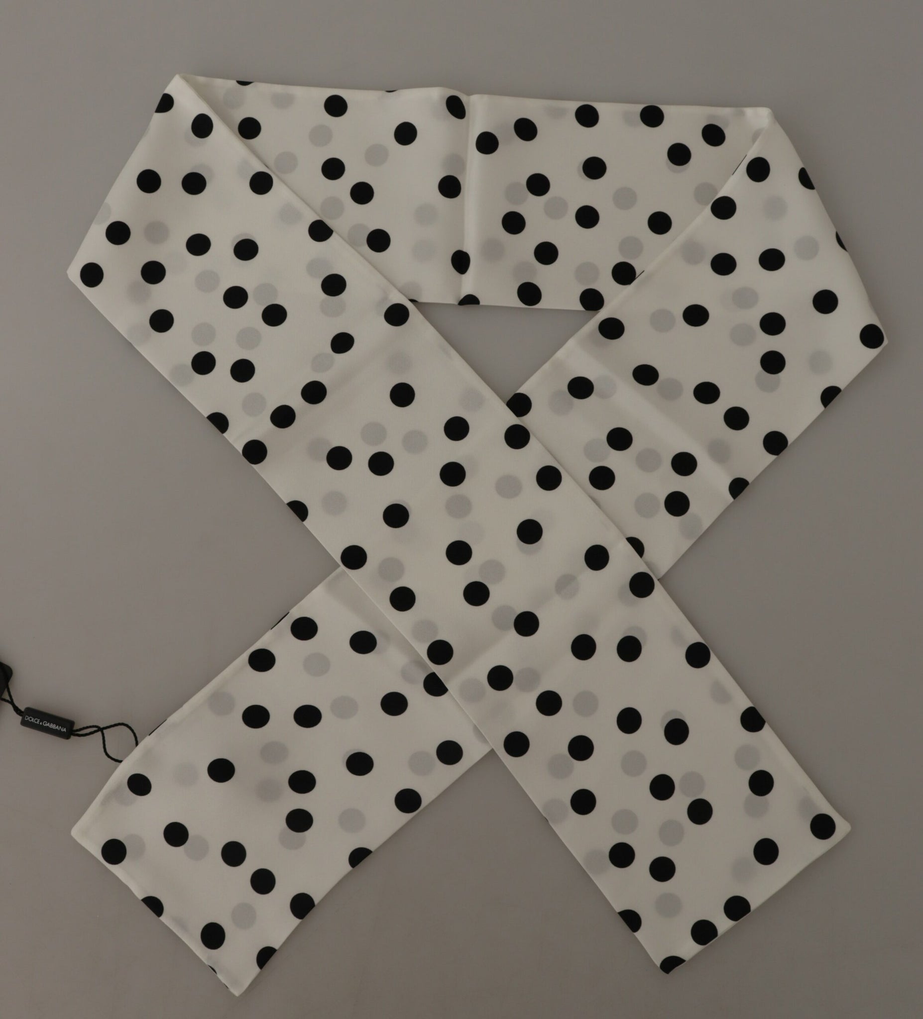 White Polka Dot Silk Shawl Neck Wrap Scarf