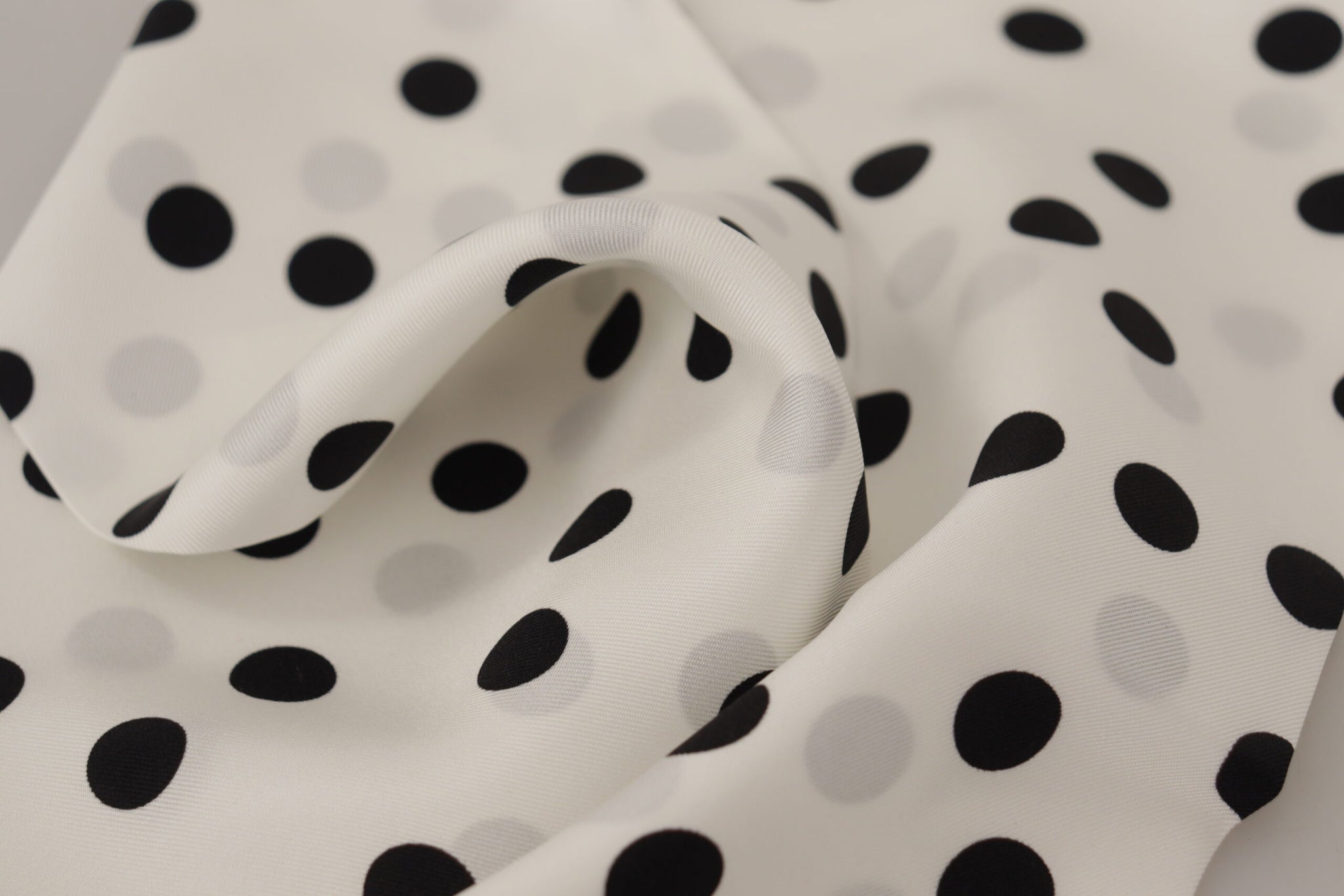 White Polka Dot Silk Shawl Neck Wrap Scarf