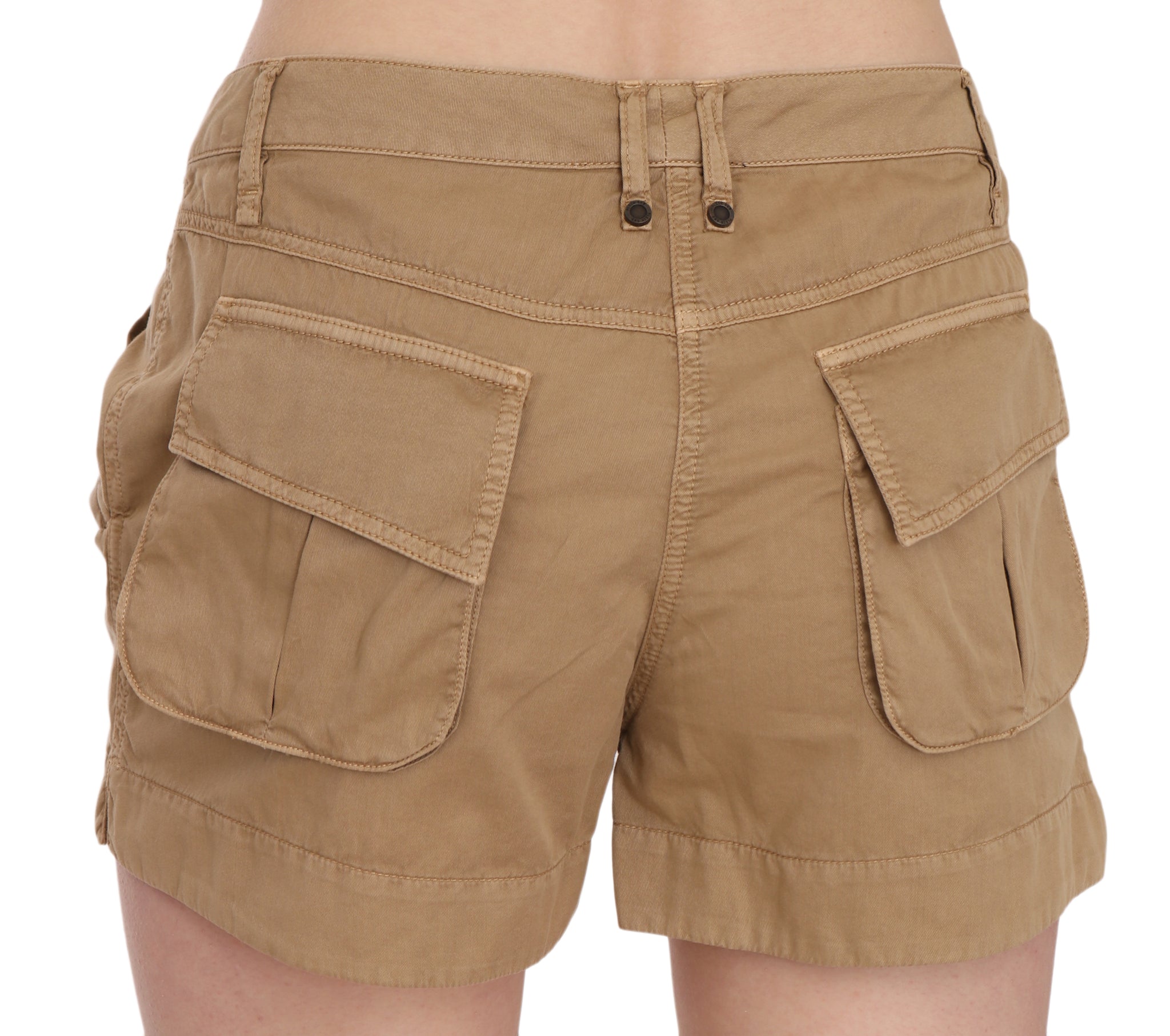 Brown Mid Waist 100% Cotton Mini Shorts