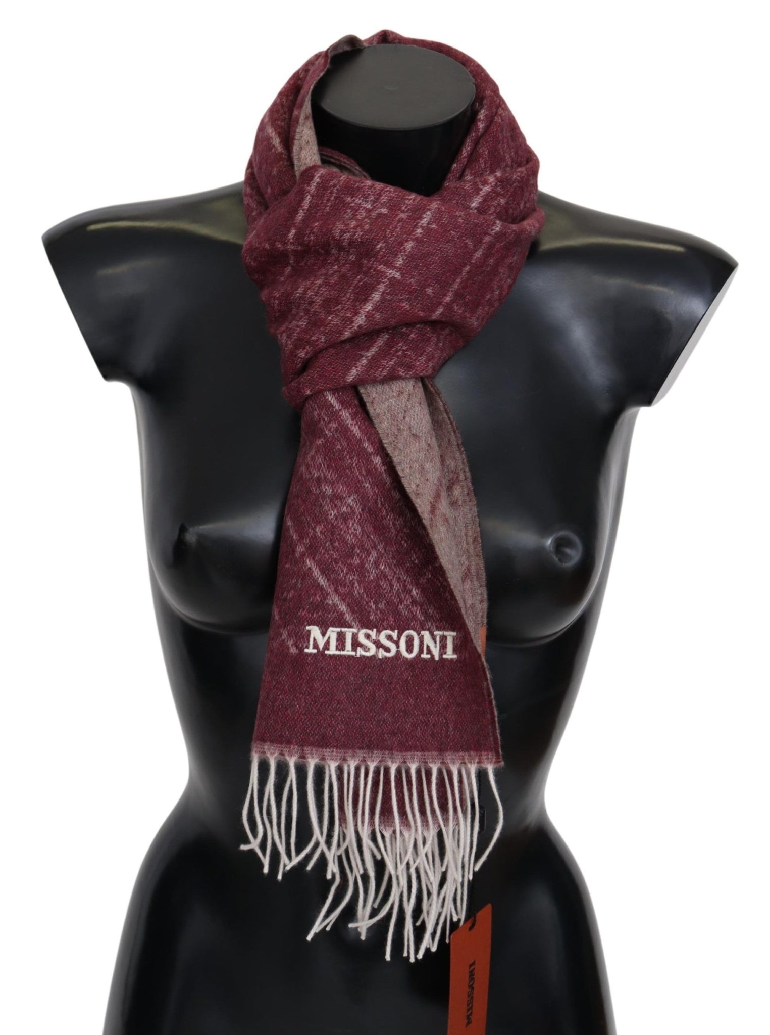 Maroon 100% Cashmere Unisex Neck Wrap Fringes Scarf