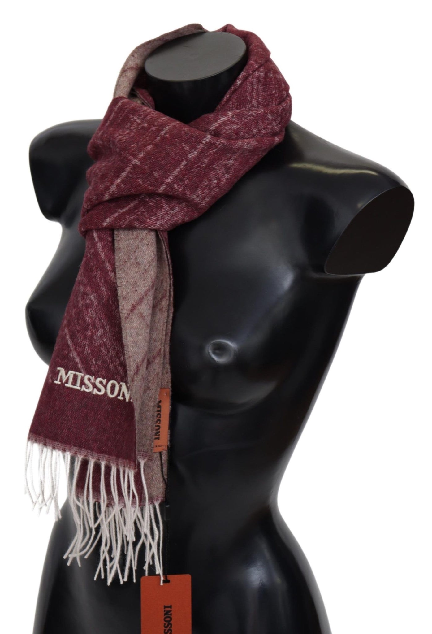 Maroon 100% Cashmere Unisex Neck Wrap Fringes Scarf