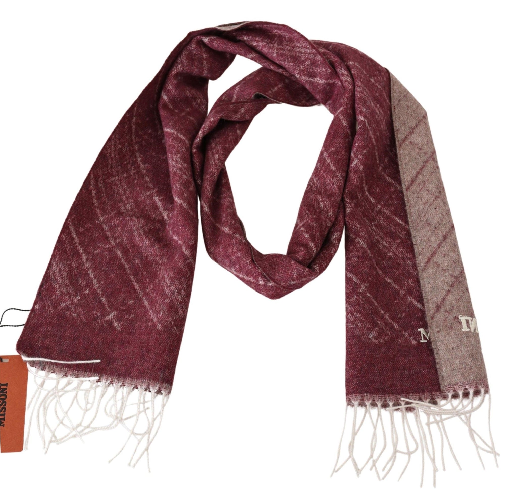 Maroon 100% Cashmere Unisex Neck Wrap Fringes Scarf