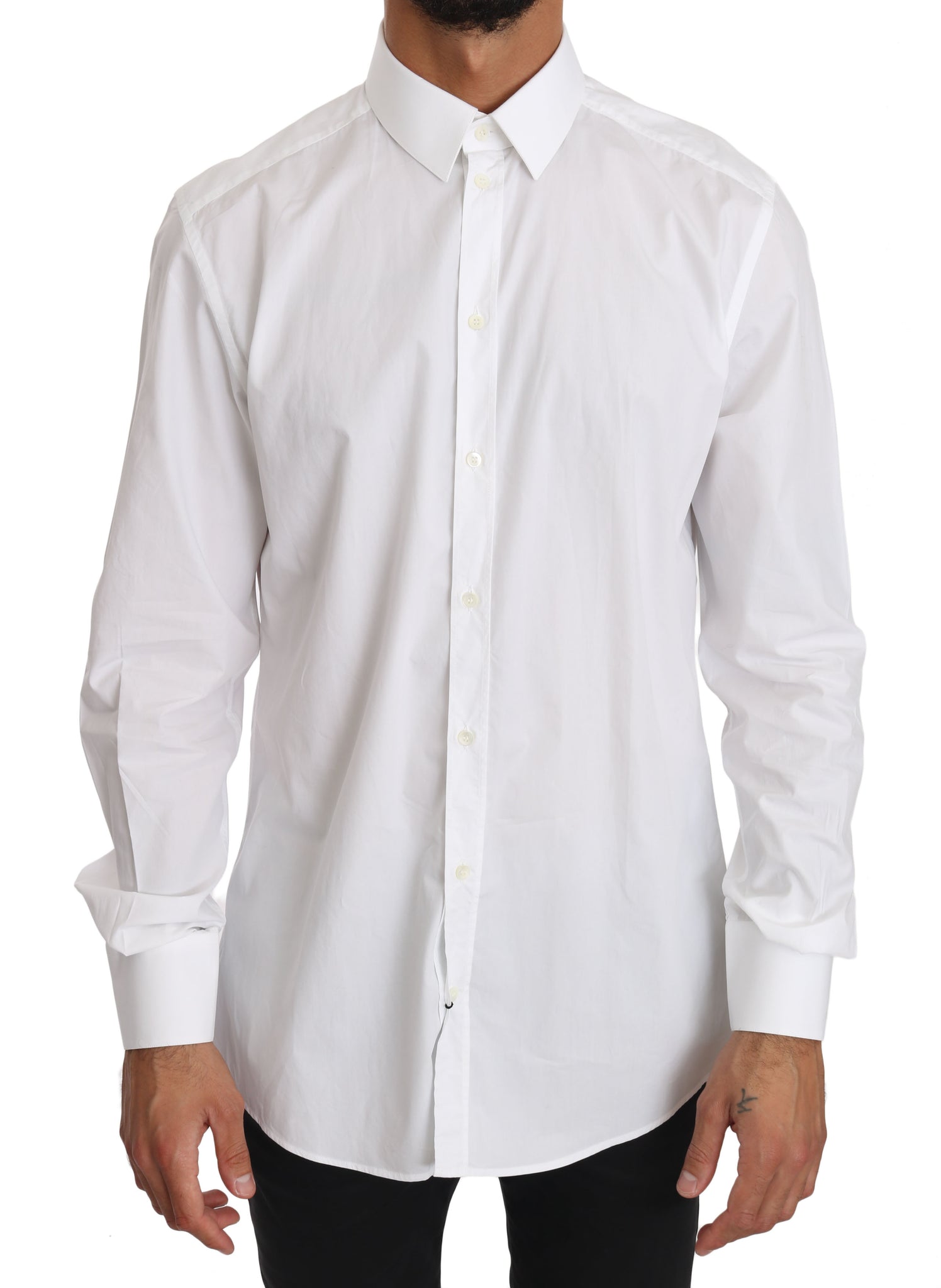 White Cotton GOLD Dress Shirt