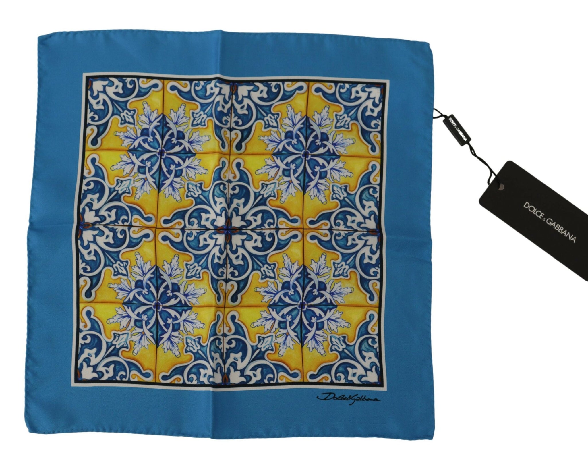 Blue Majolica Pattern Square Handkerchief Scarf