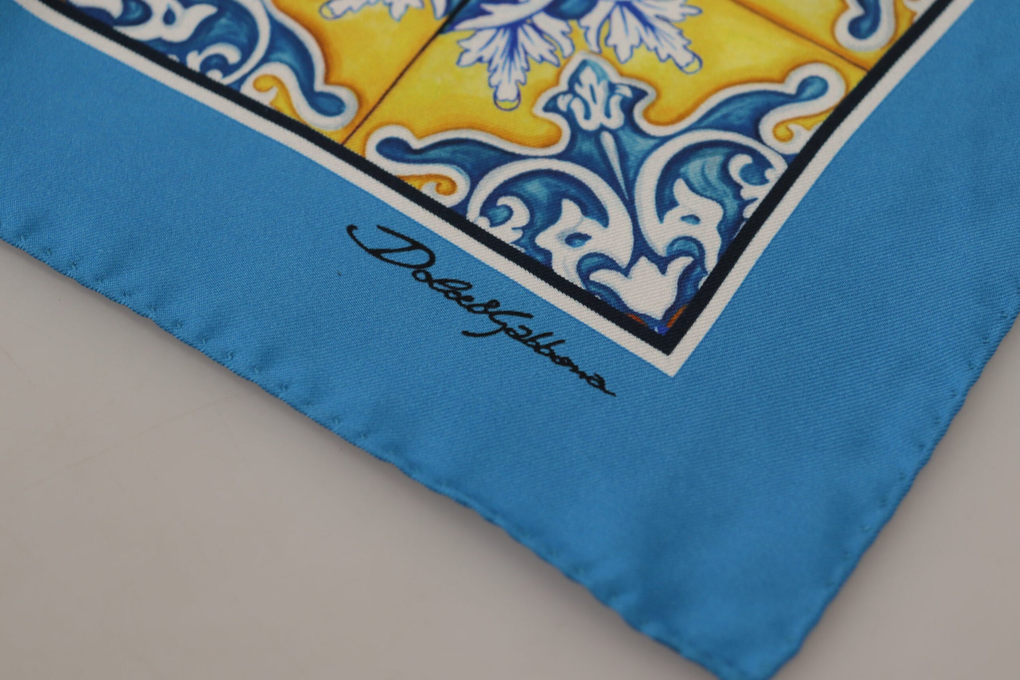 Blue Majolica Pattern Square Handkerchief Scarf