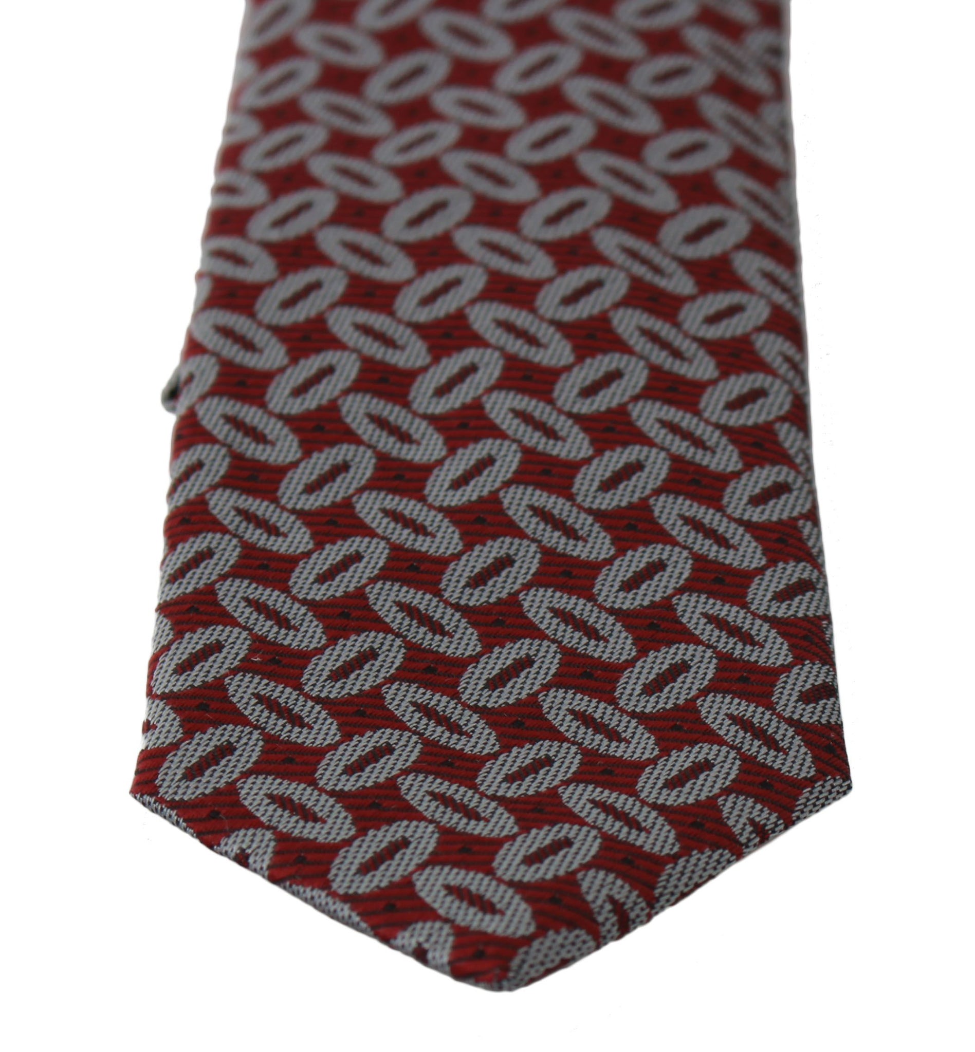 Red 100% Silk Printed Wide Necktie Men Tie